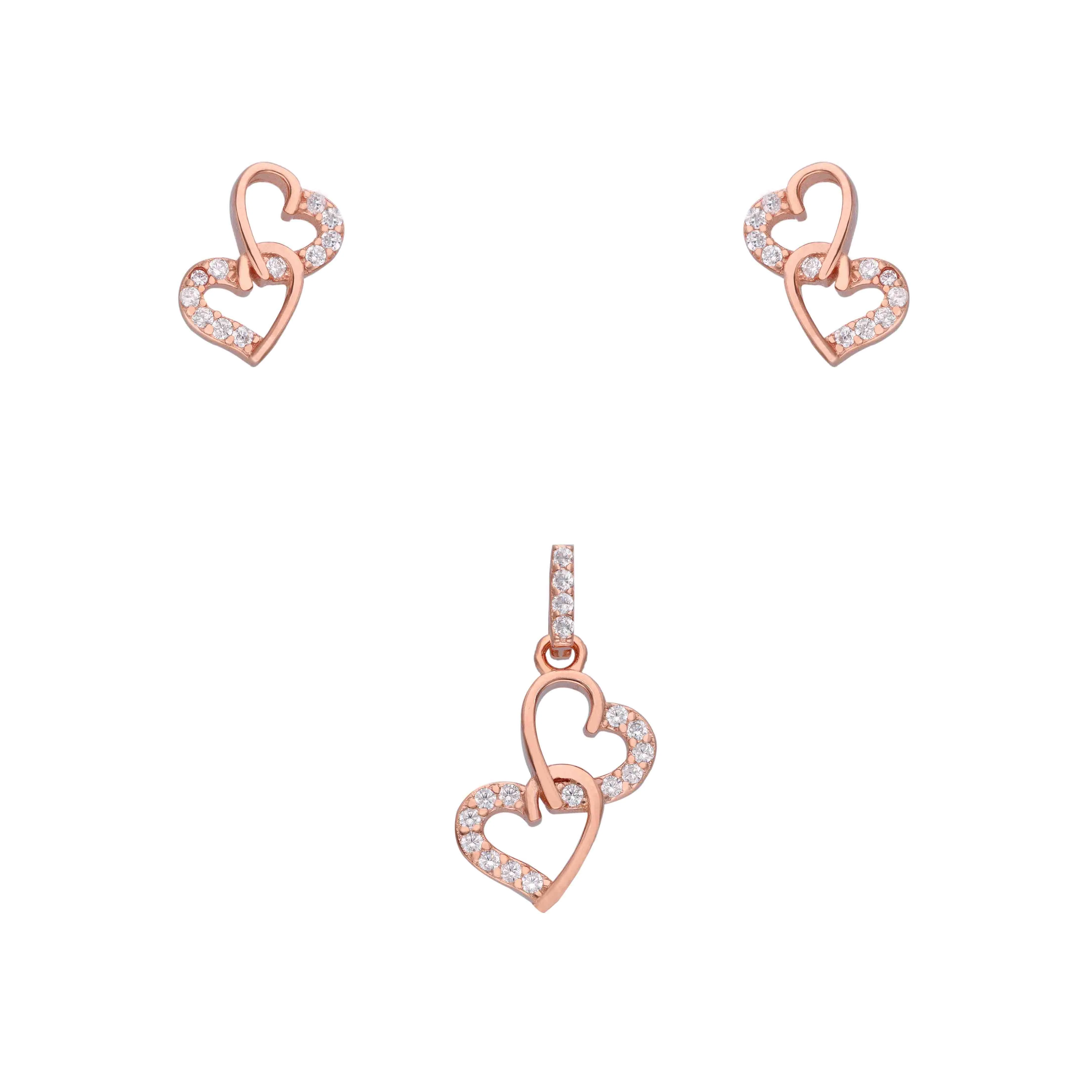 Bedazzling Beauty Silver Heart Pendant & Earrings Set - Image 4