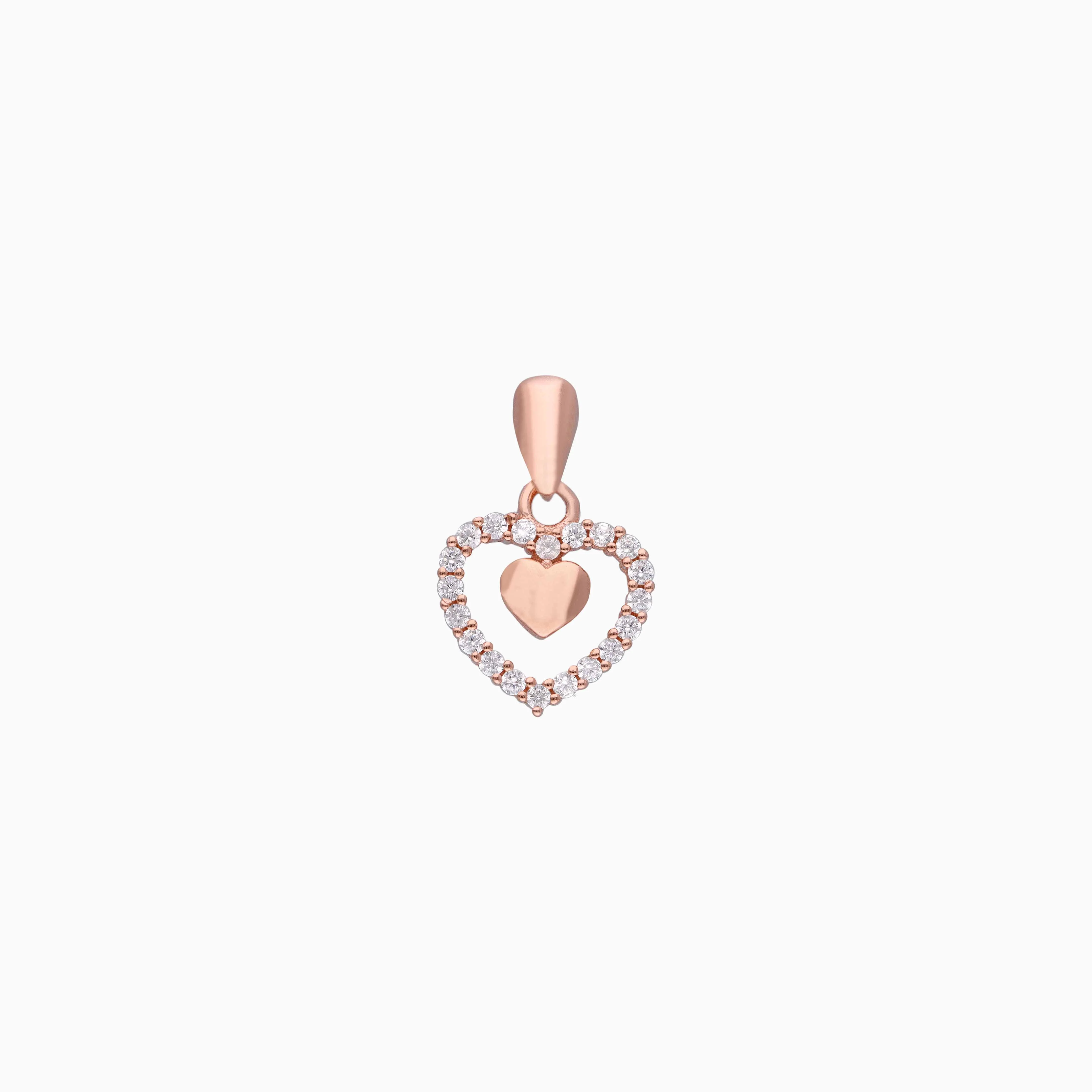 TRENDY ROSE GOLD HEART-SHAPED SILVER CHARM PENDANT - Image 4