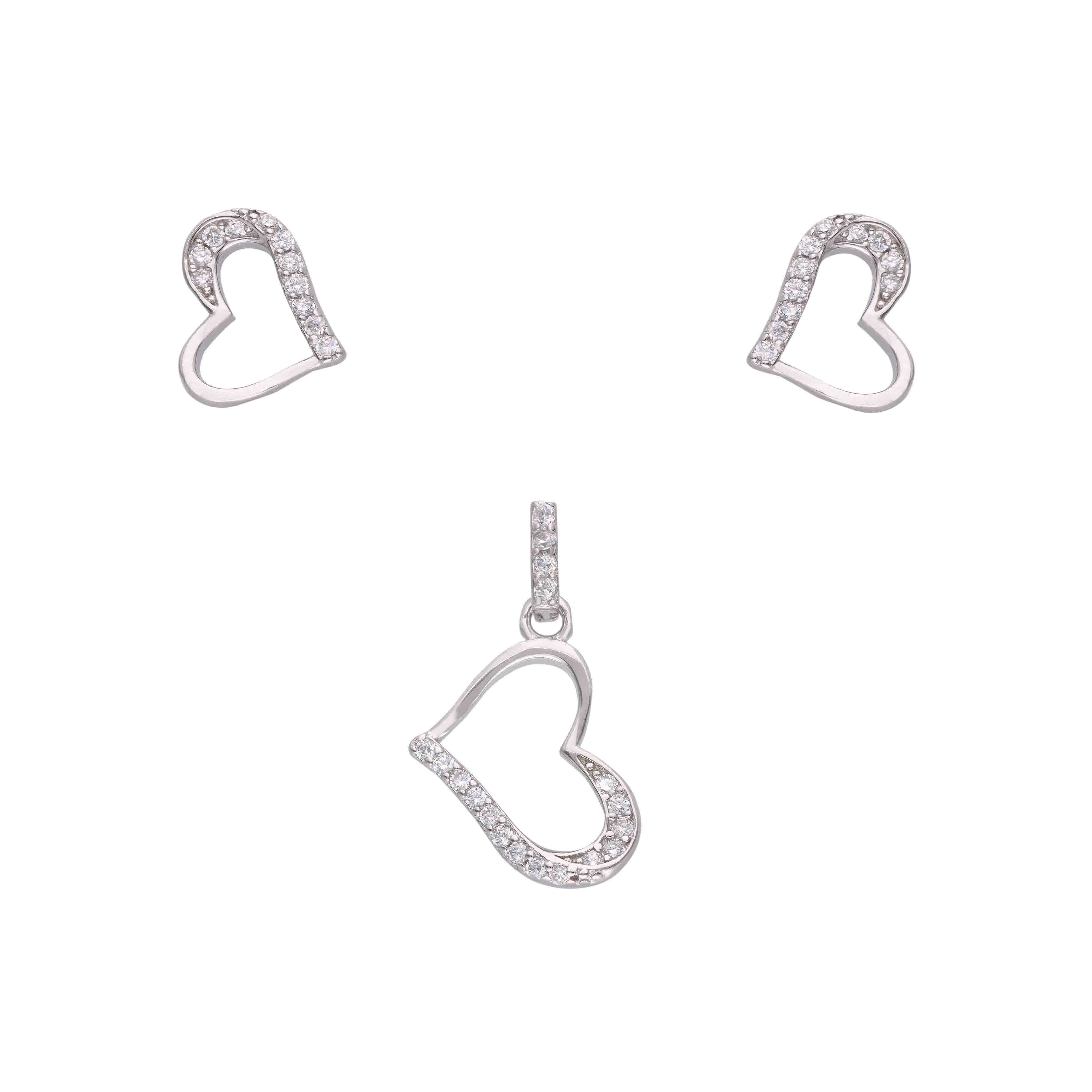 Show Stopper Heart Silver Pendant & Earrings Set - Image 3
