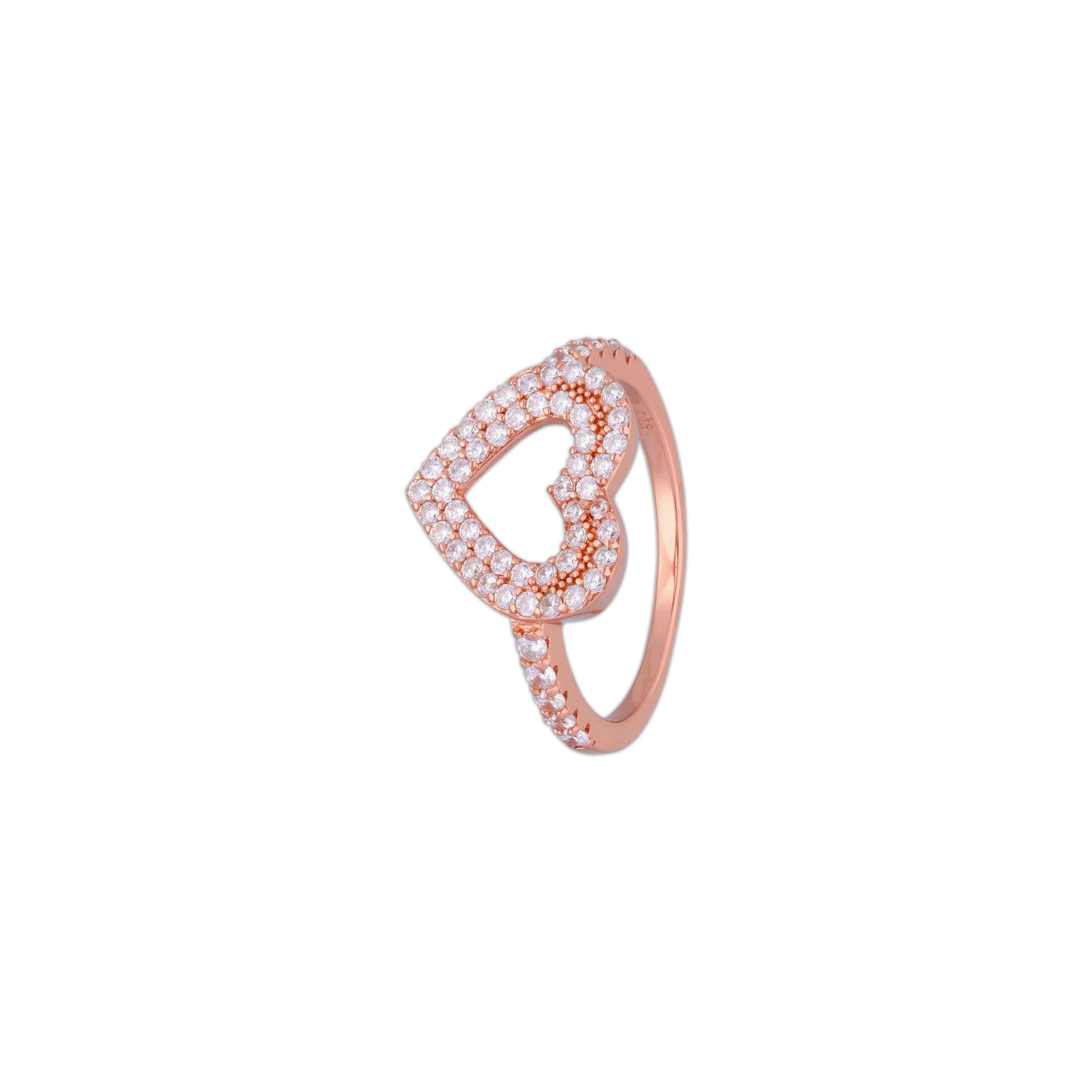 Exquisite Rose Gold Heart Ring - Image 3