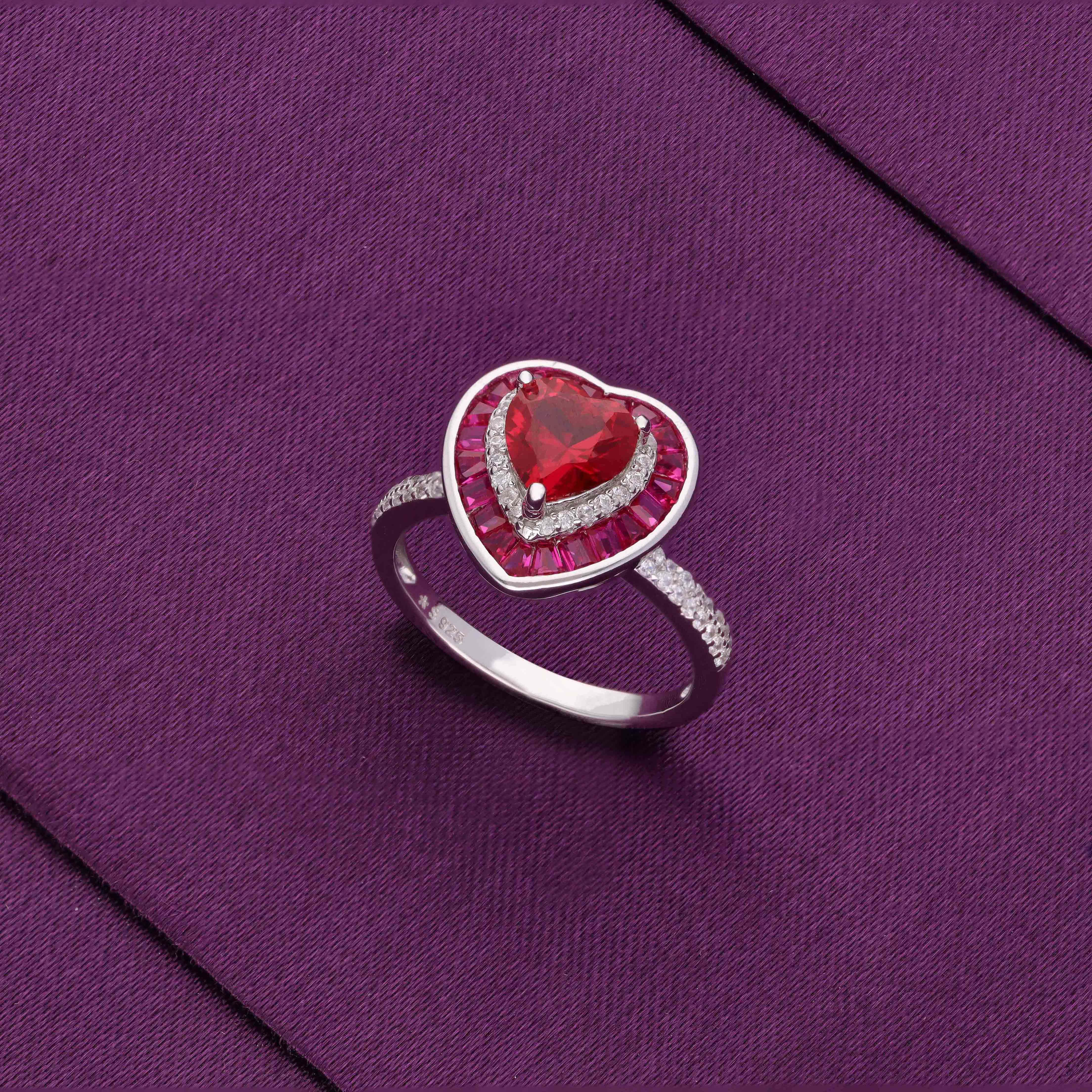 Pink Heart Full Of Love Statement Silver Ring - Image 4