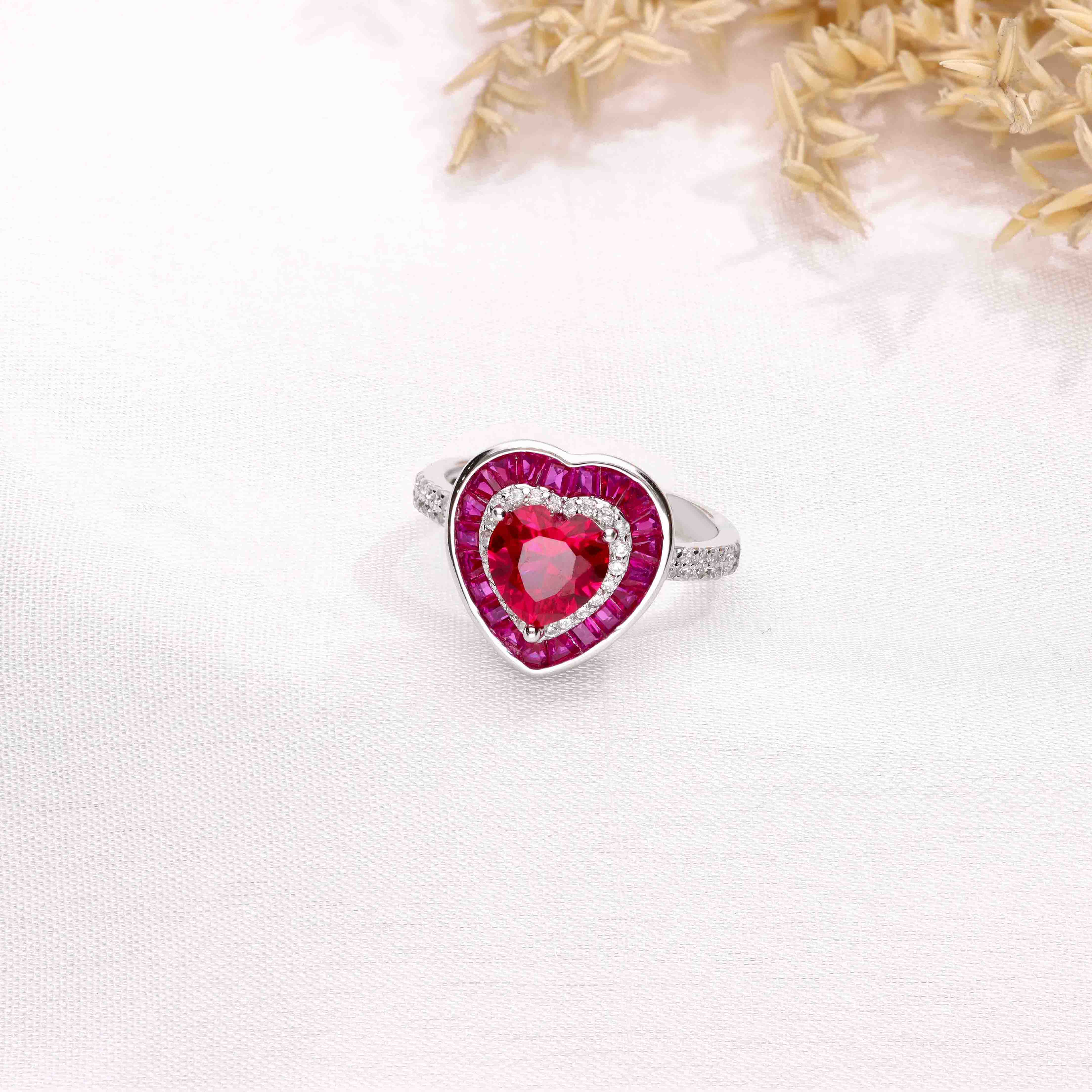 Pink Heart Full Of Love Statement Silver Ring - Image 6