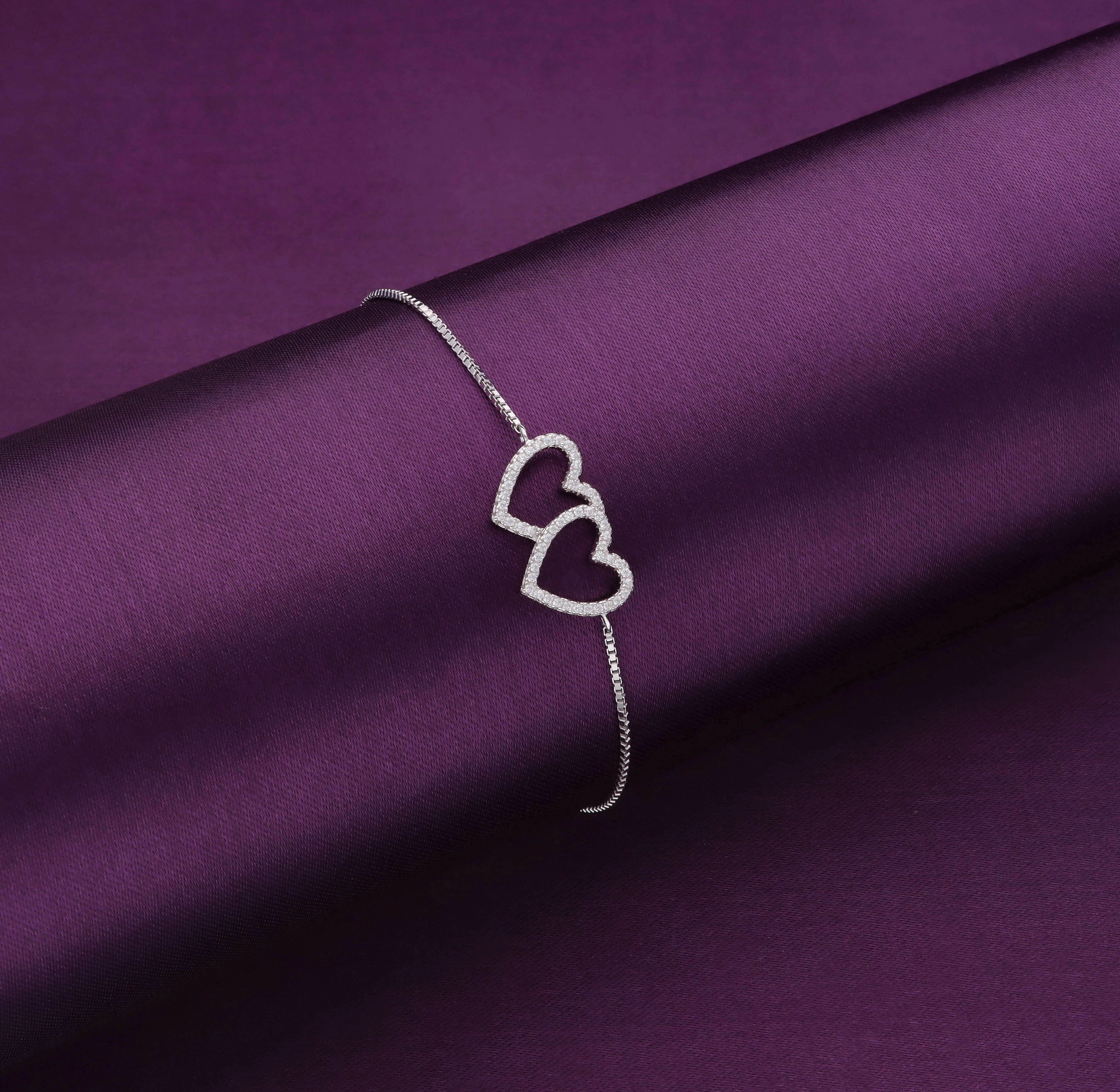 Twinning Hearts Silver Link Bracelet - Image 3