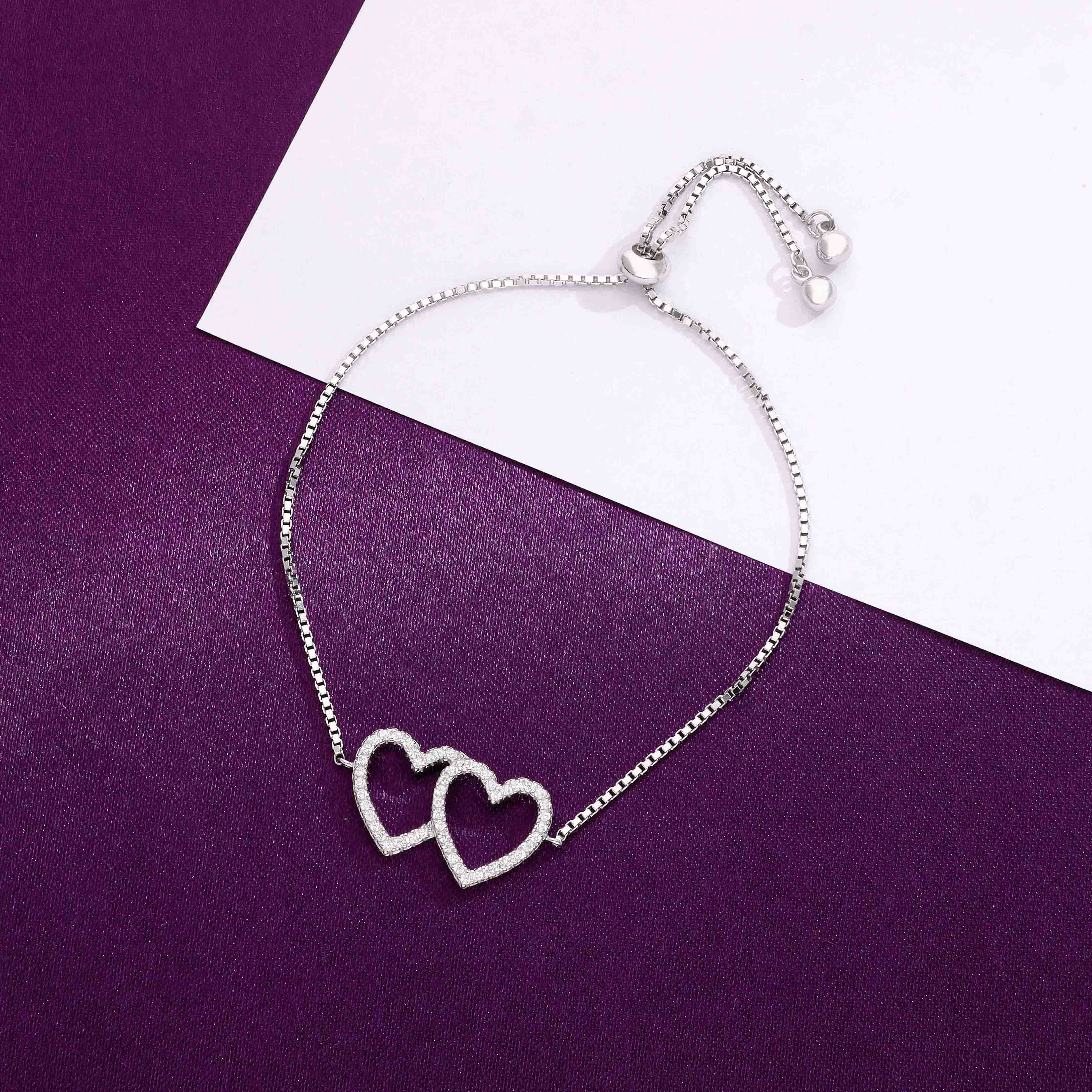 Twinning Hearts Silver Link Bracelet - Image 7