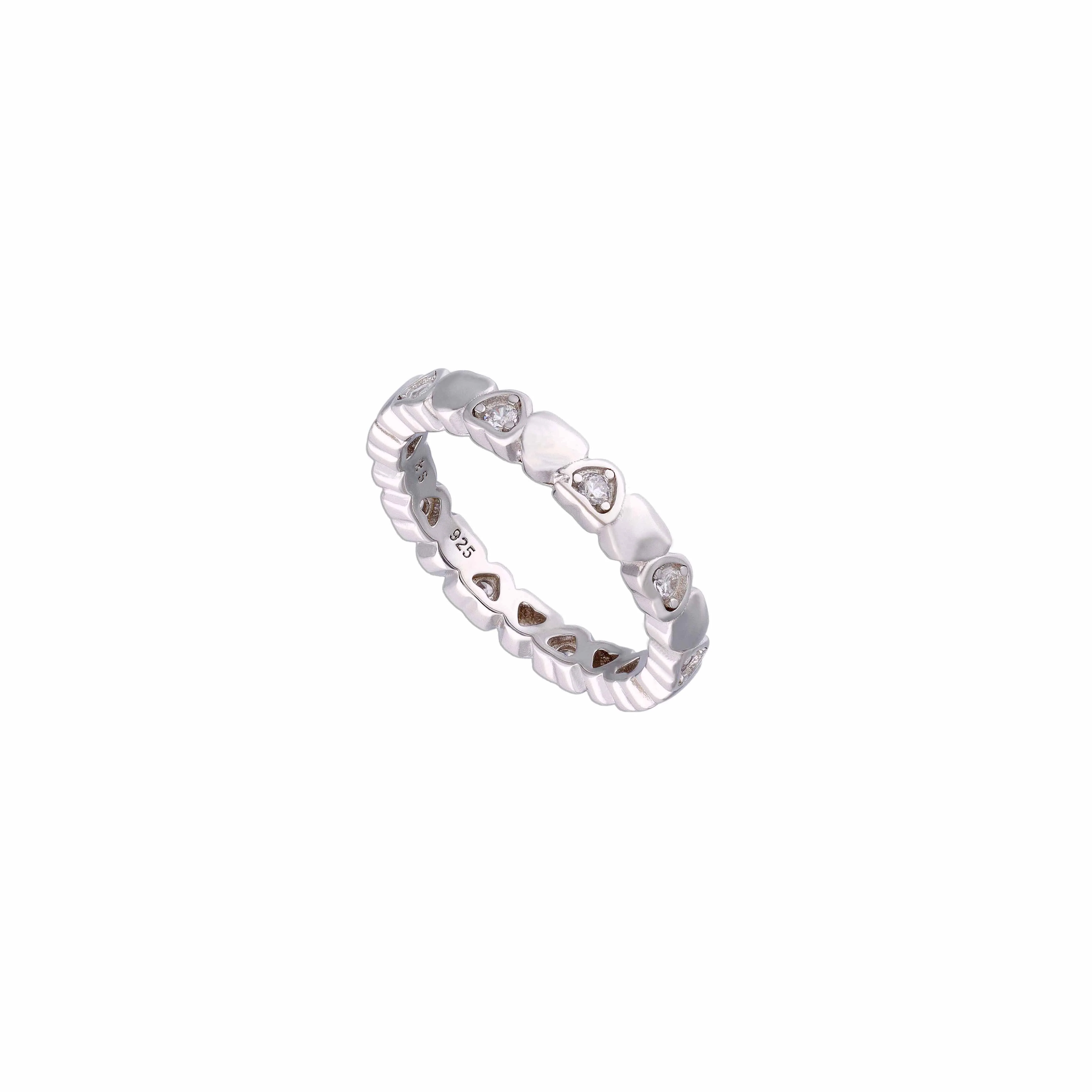 Stunningly Lined Up Hearts Silver Ring - Image 5