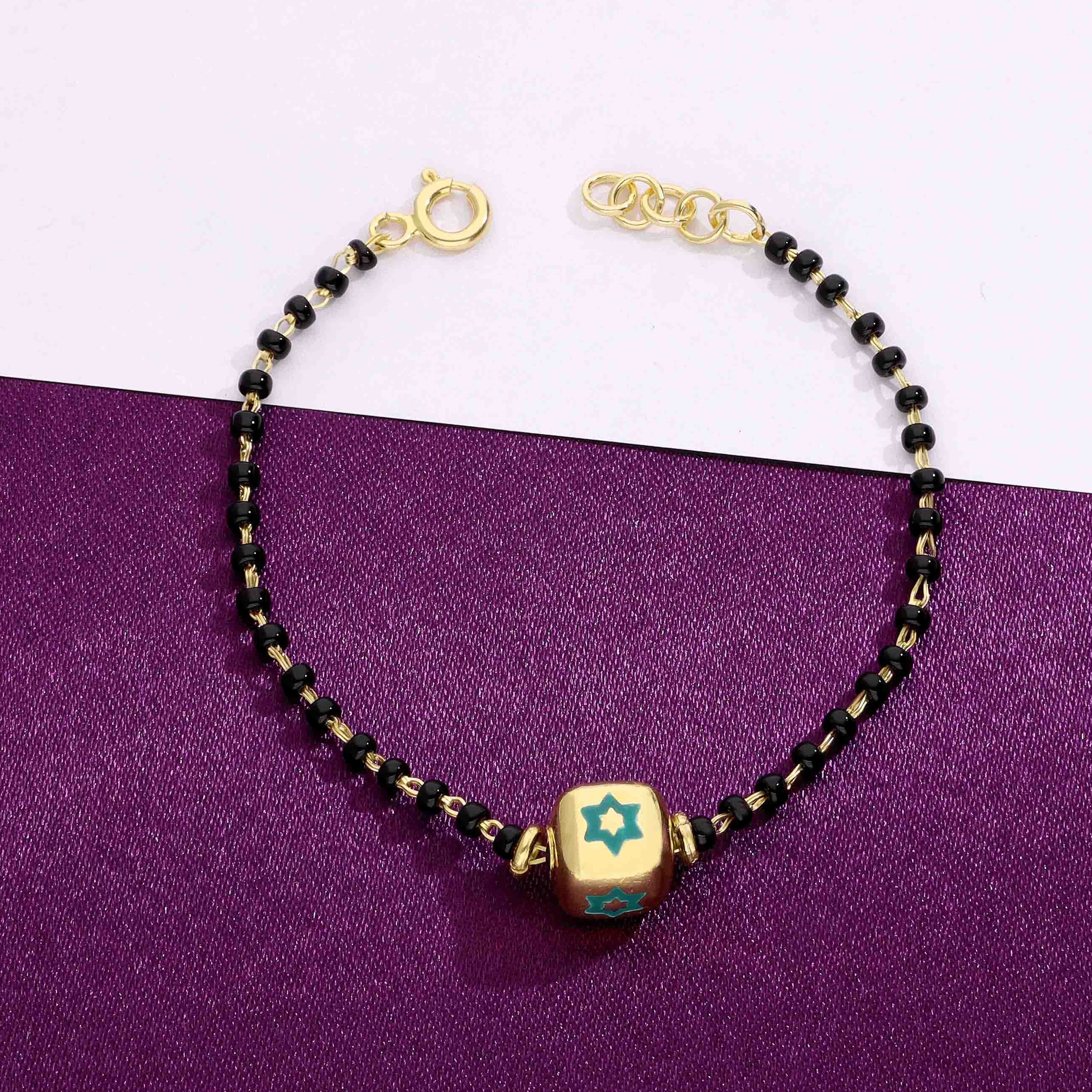 Sterling Divine Star Black Beaded Silver Children Bracelet - Image 12