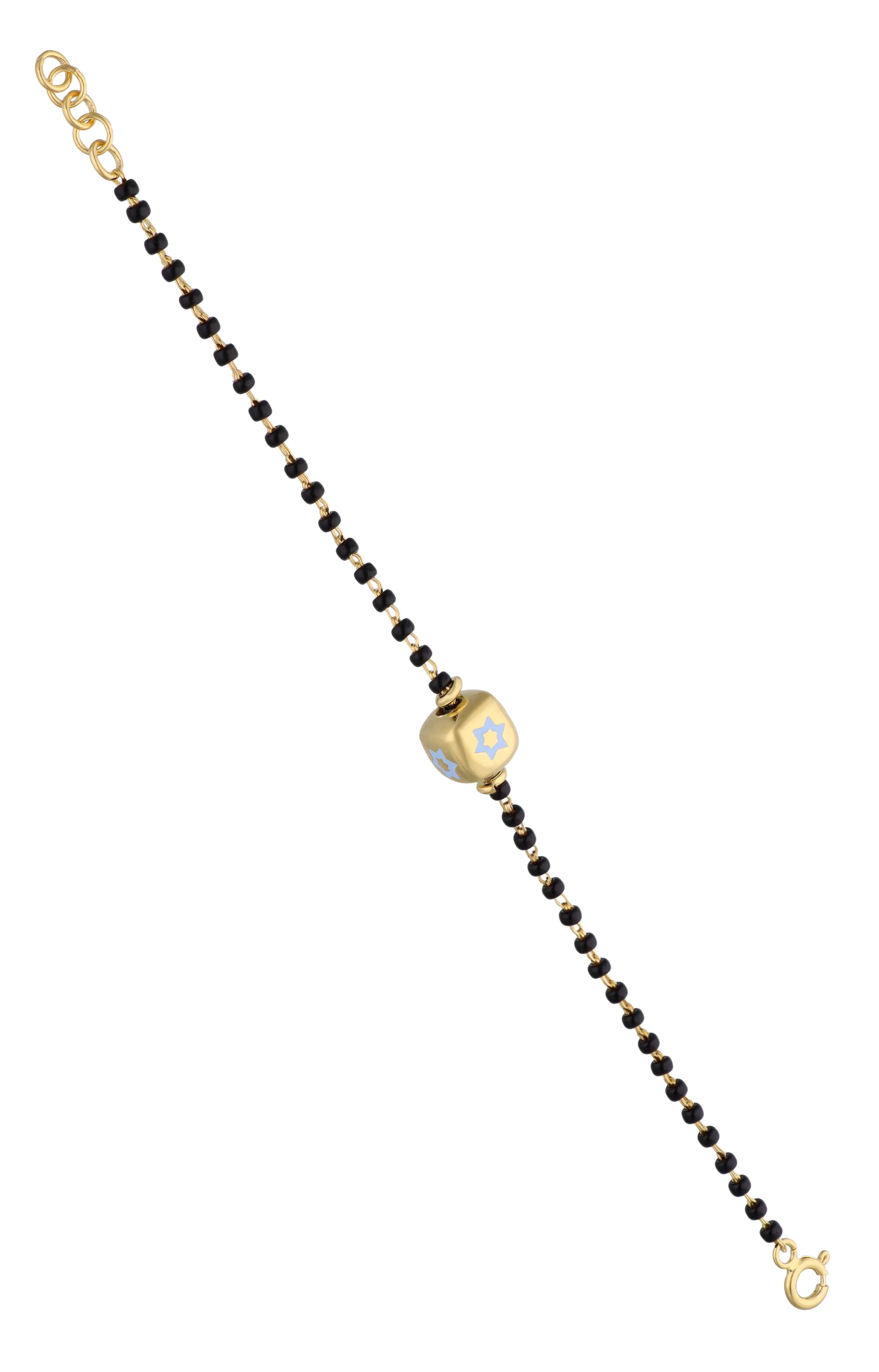 Sterling Divine Star Black Beaded Silver Children Bracelet - Image 6
