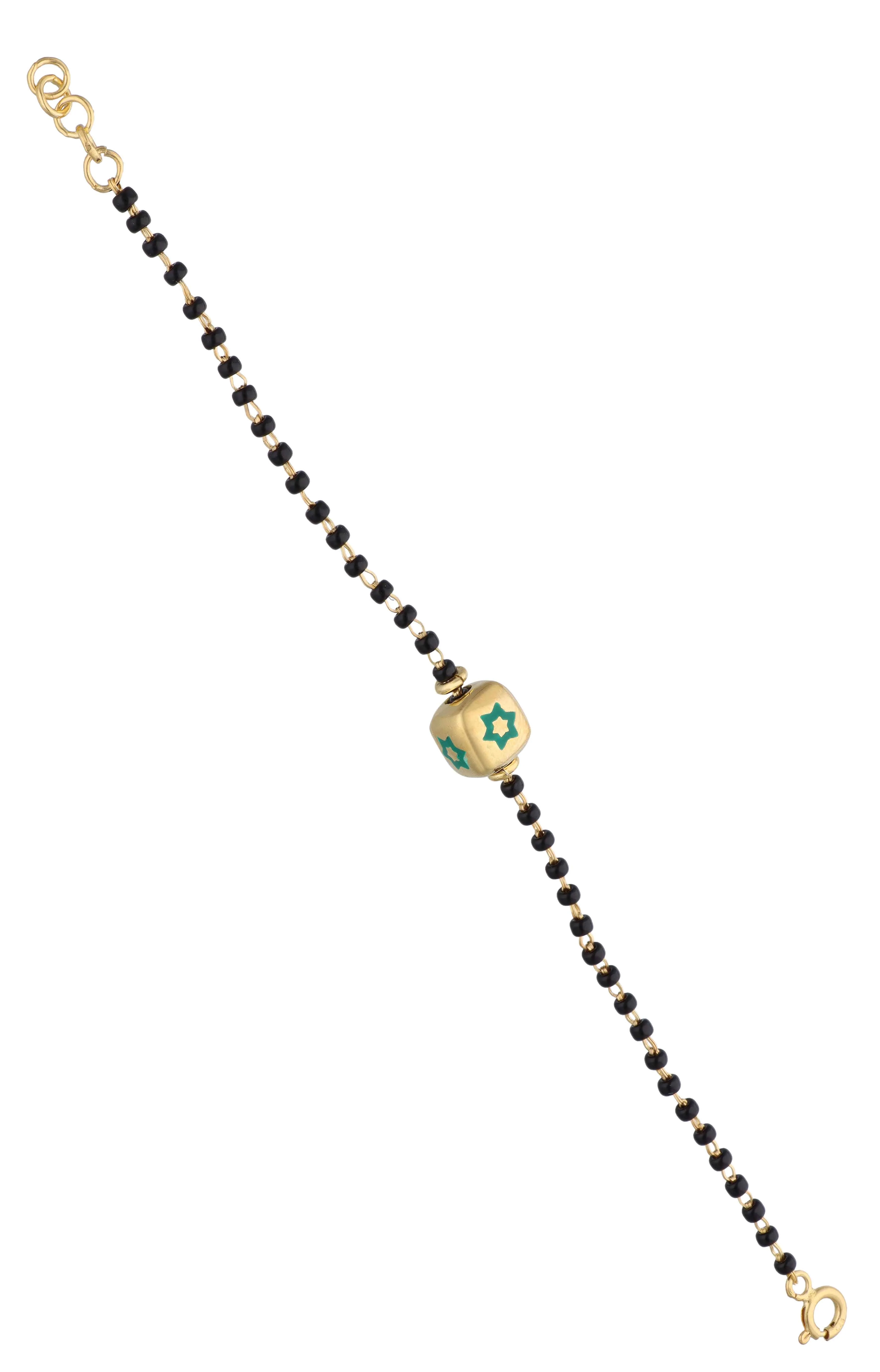 Sterling Divine Star Black Beaded Silver Children Bracelet - Image 7