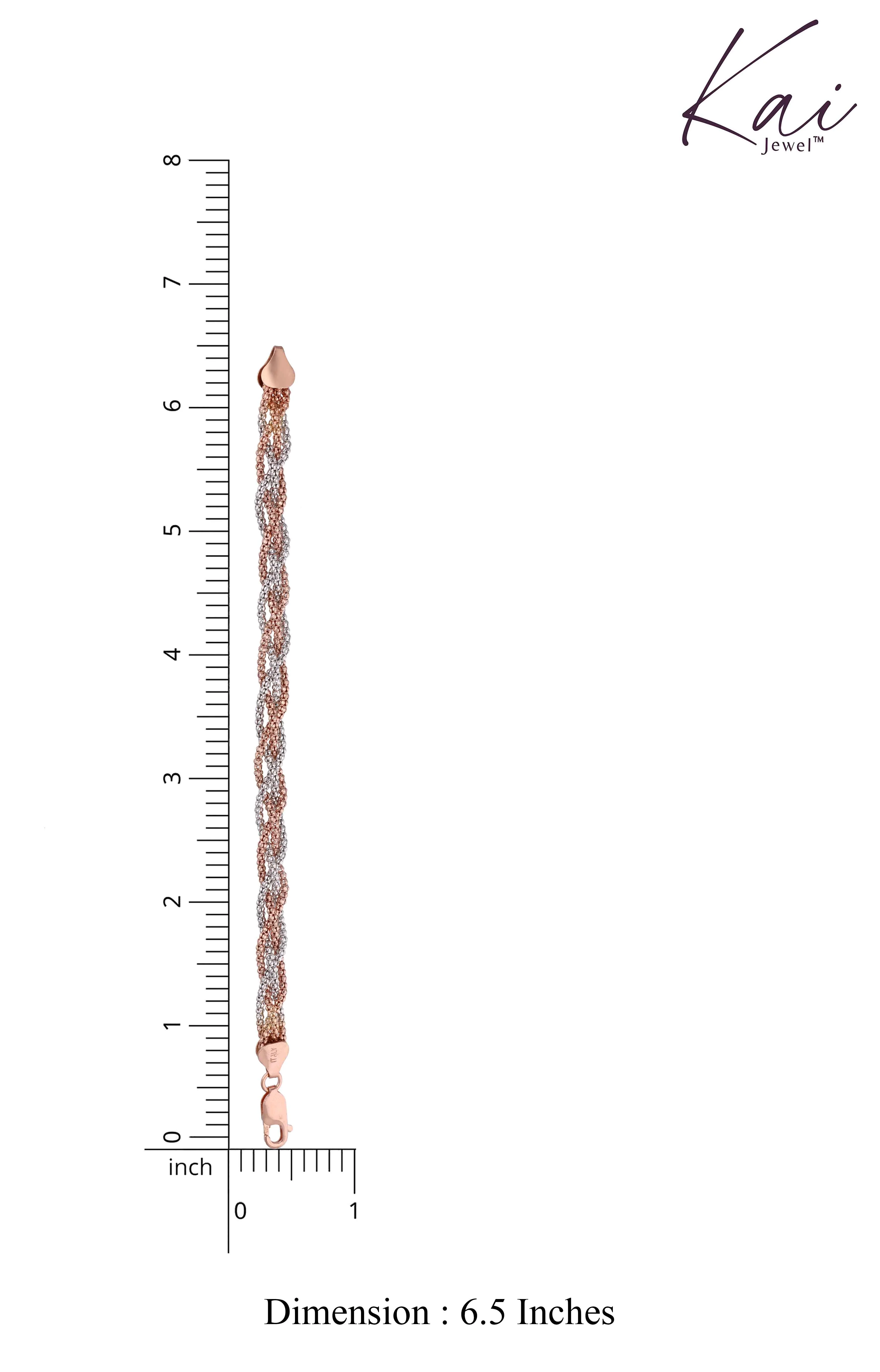 Knotted Shimmers Casual Rosegold And Silver Bracelet - Image 3