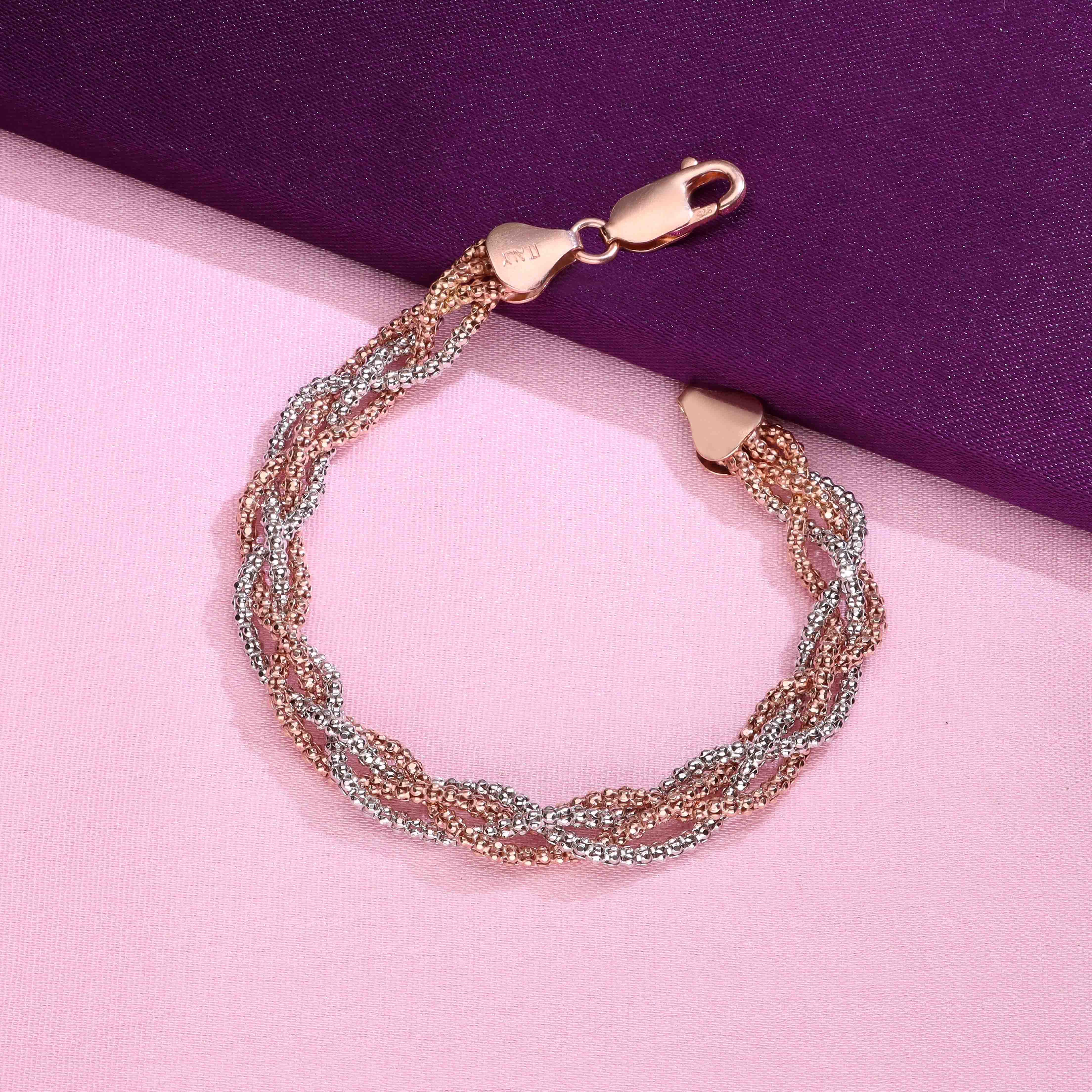 Knotted Shimmers Casual Rosegold And Silver Bracelet - Image 4