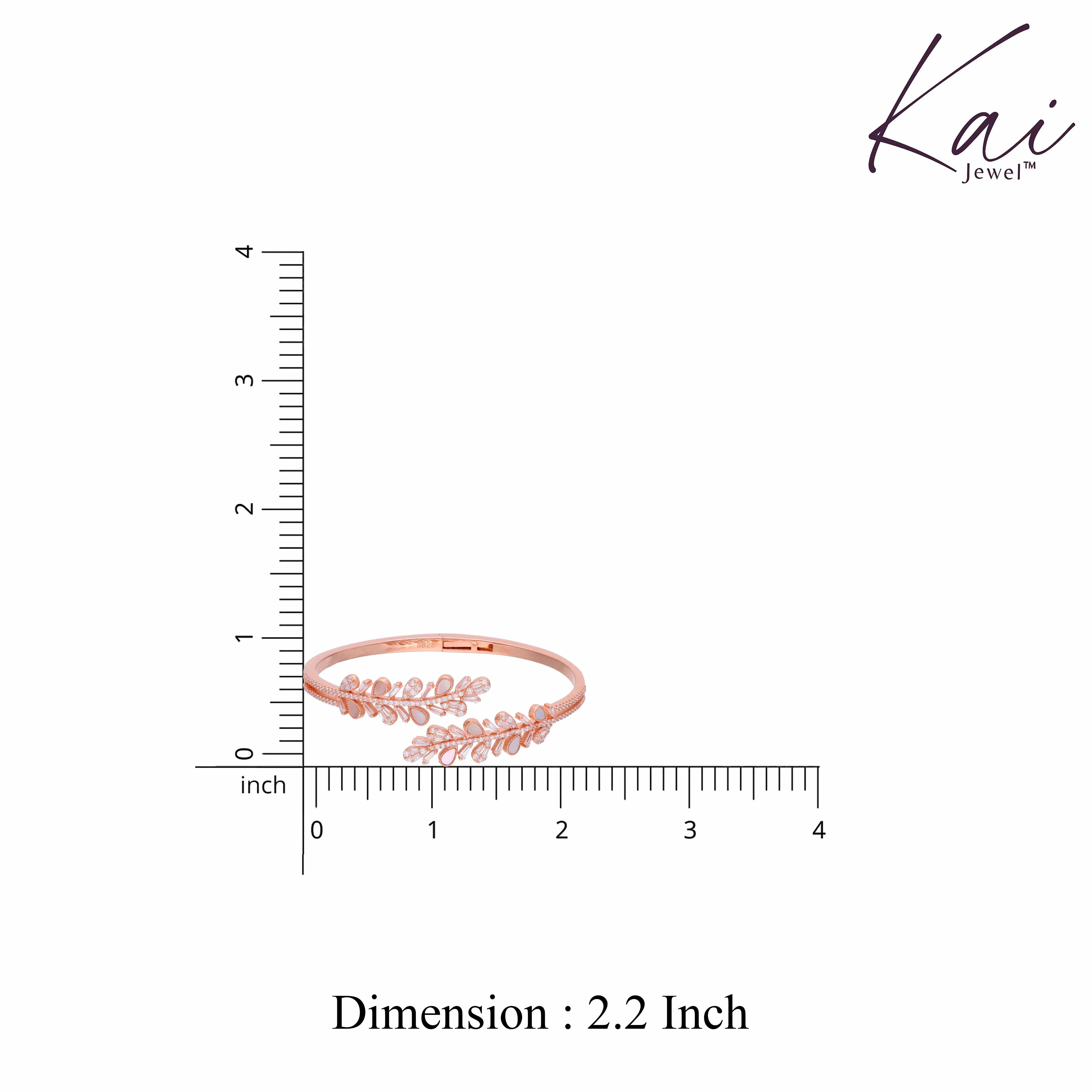 Lacy Leaves Rose Gold Bangle Bracelet - Image 4