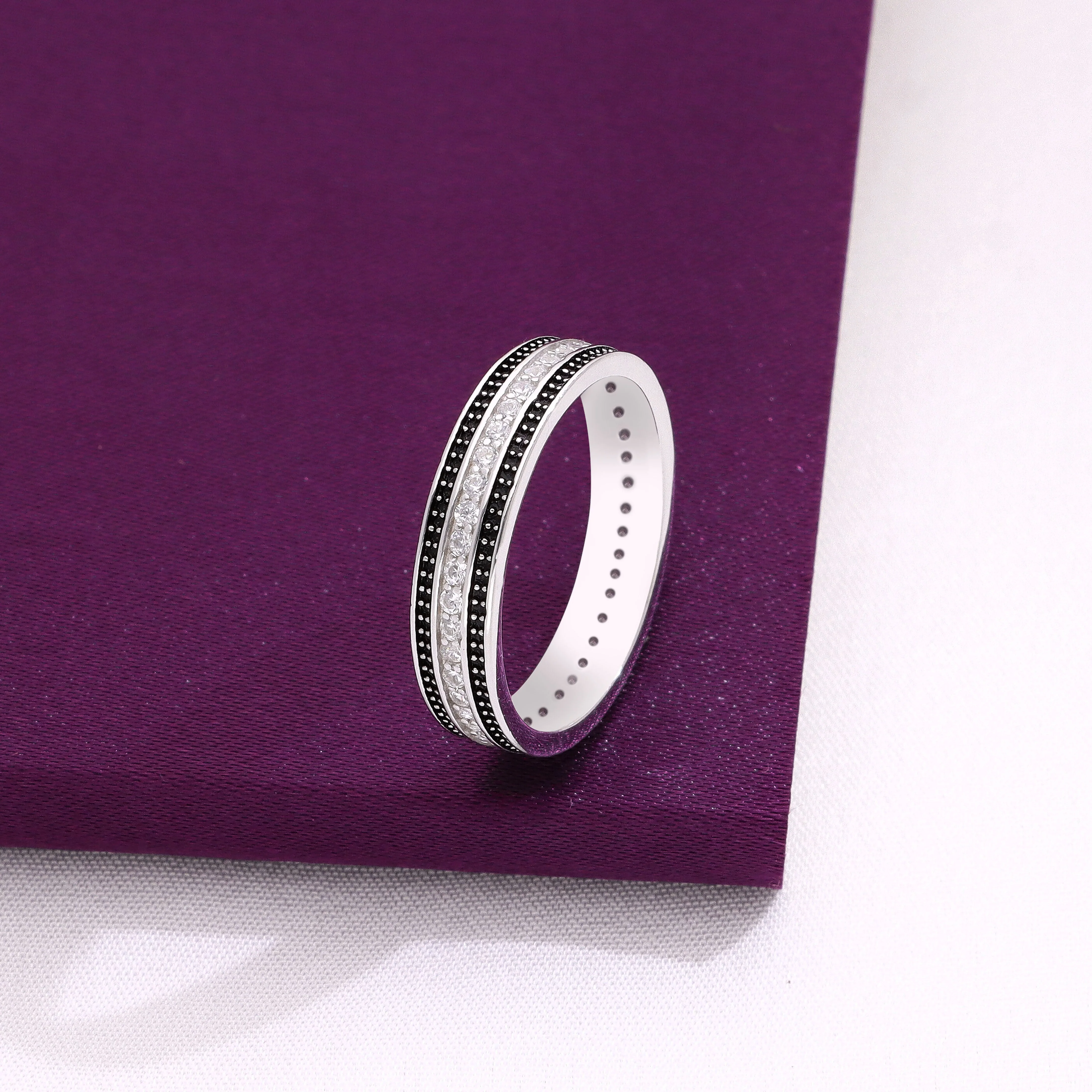 Men's Royal Finesse Zircon Silver Band - Image 4