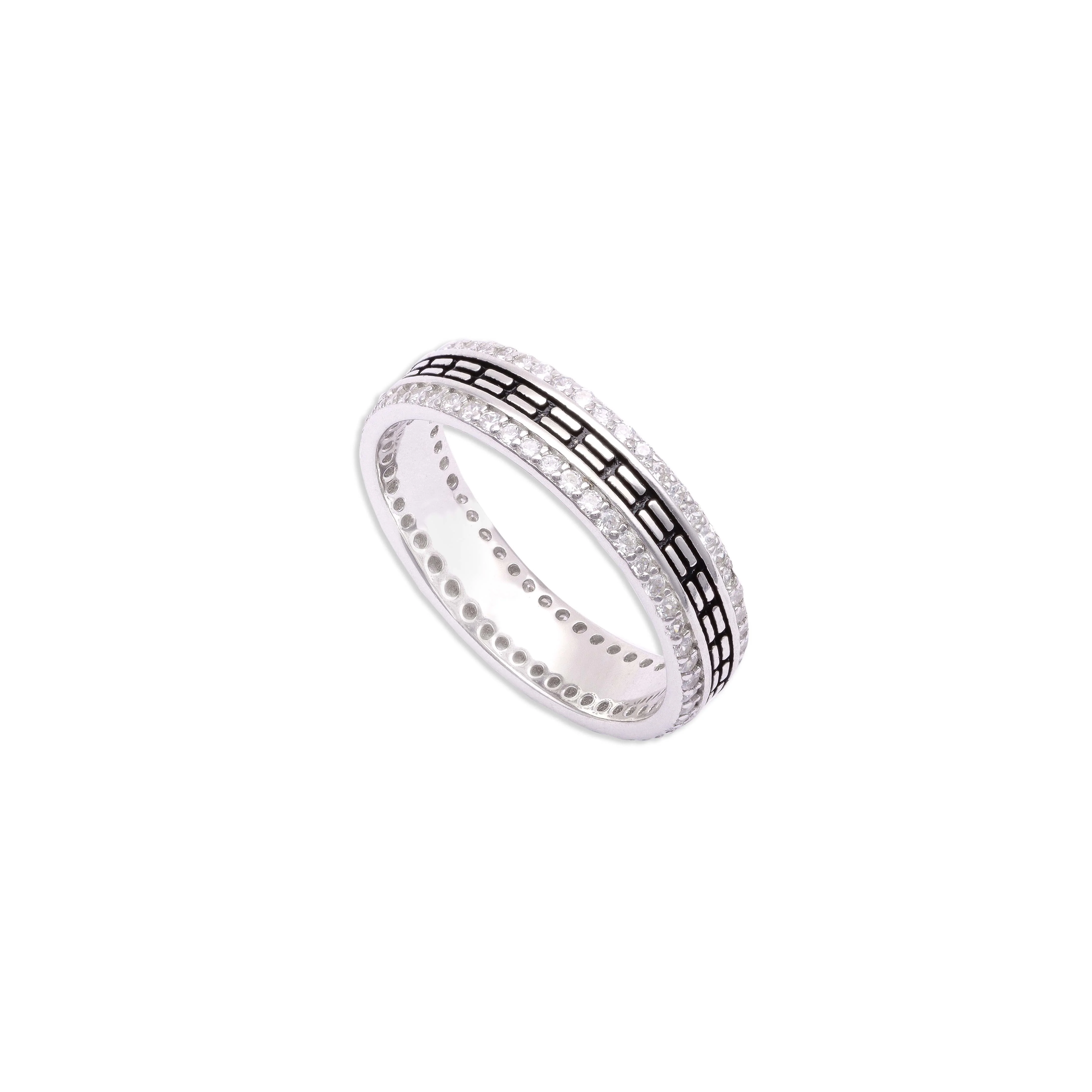 Men's Royally Bold Zircon Silver Band - Image 3
