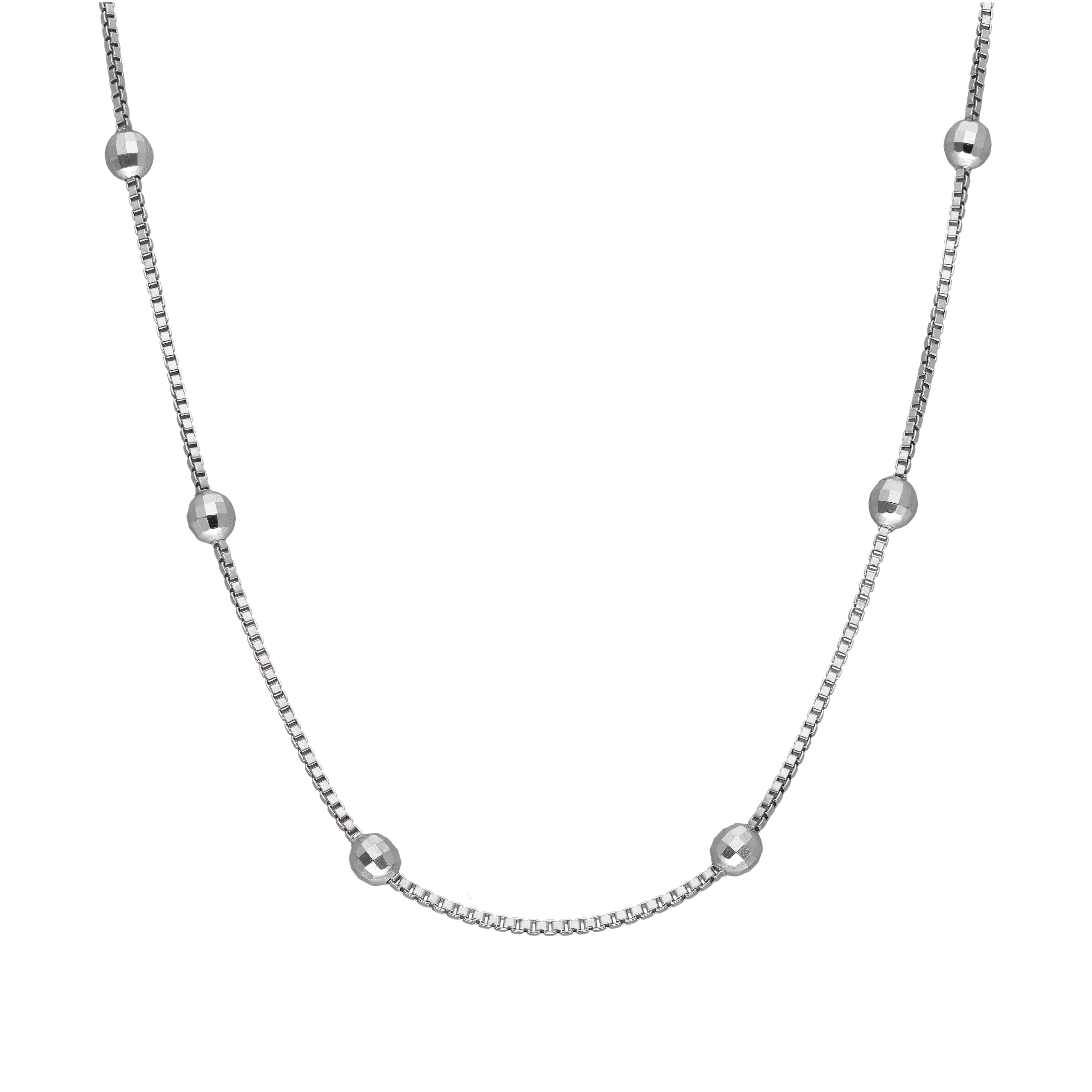 Shimmering Beads Silver Chain Necklace - Image 3