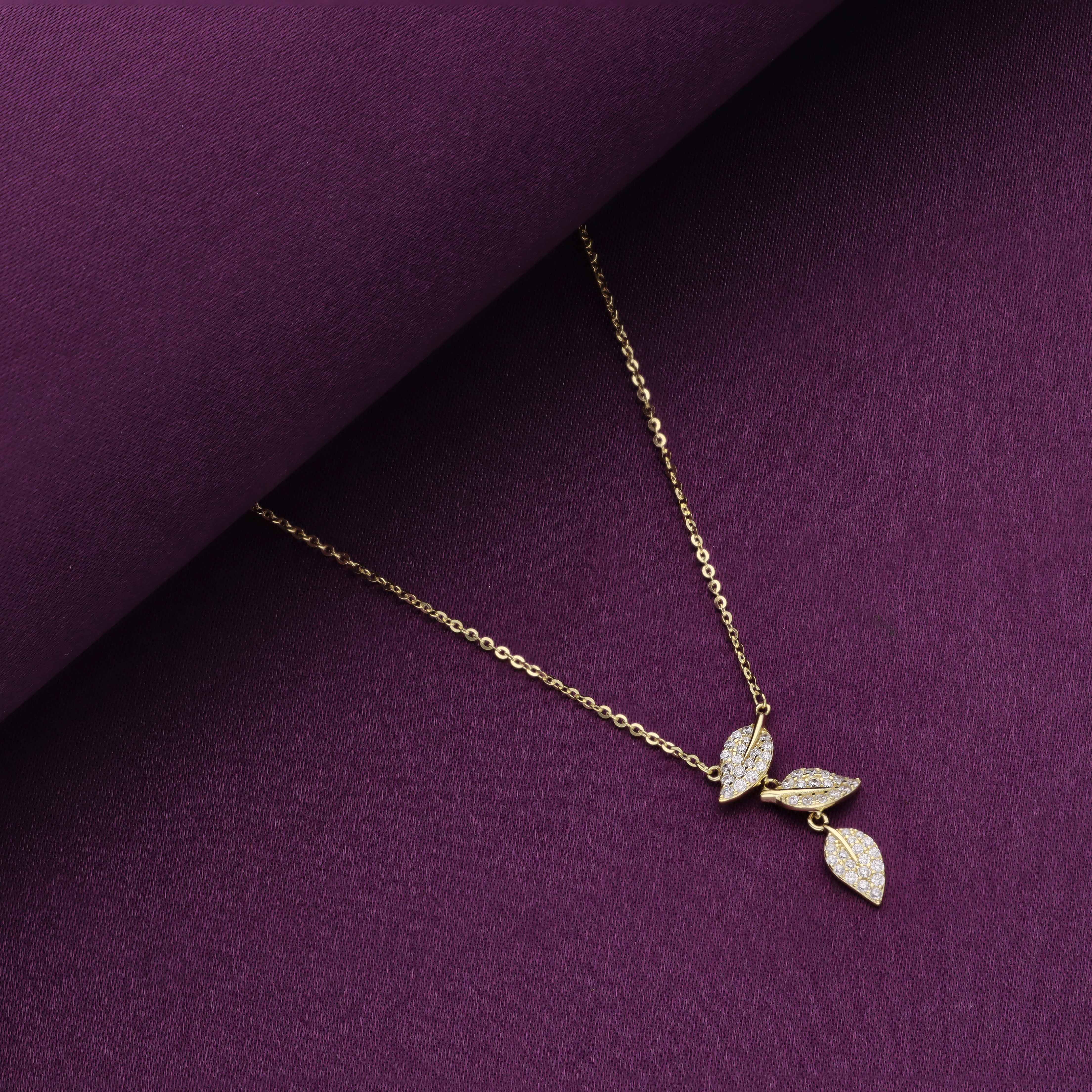 Strand Of Rose Gold Leaves Casual Silver Necklace - Image 2