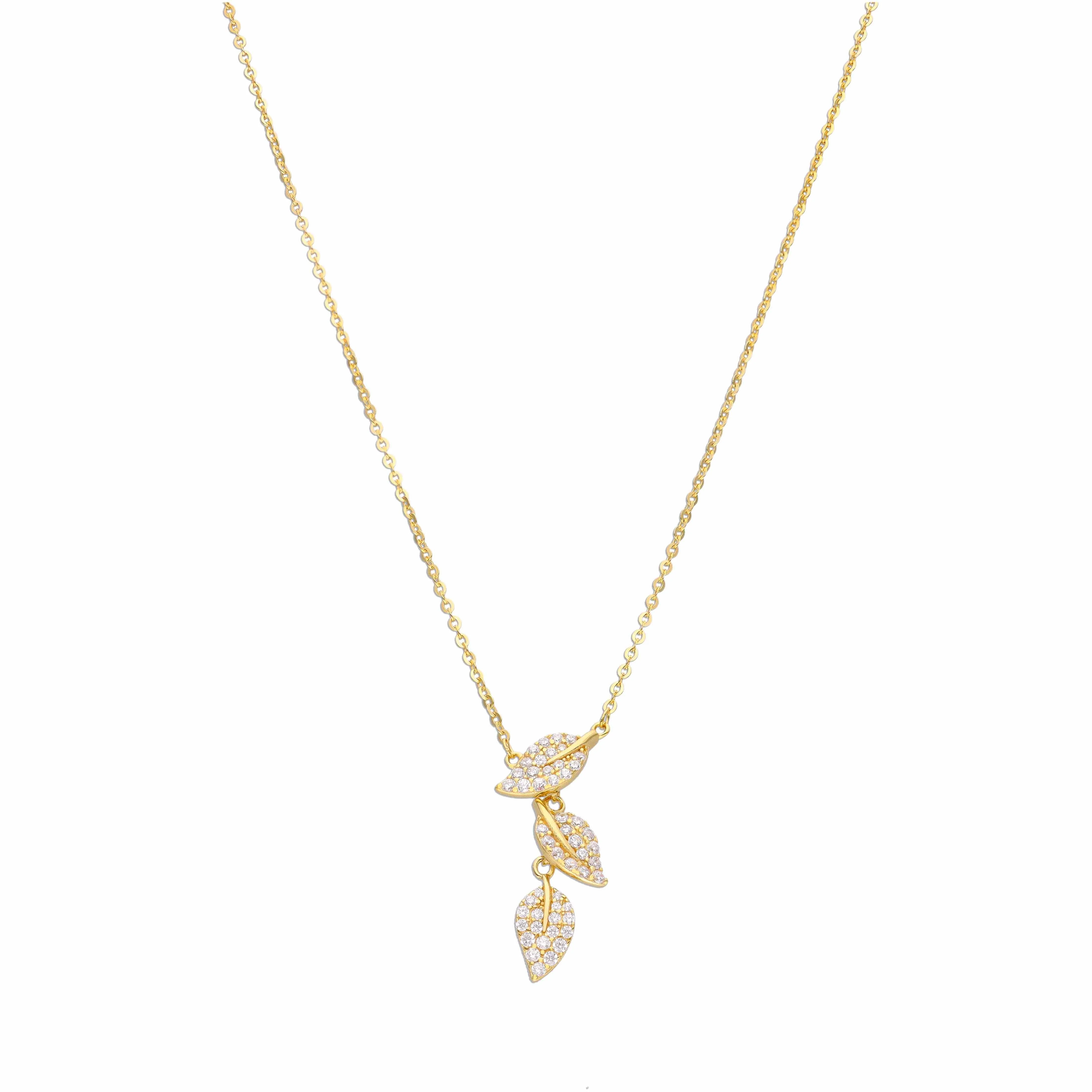 Strand Of Rose Gold Leaves Casual Silver Necklace - Image 4