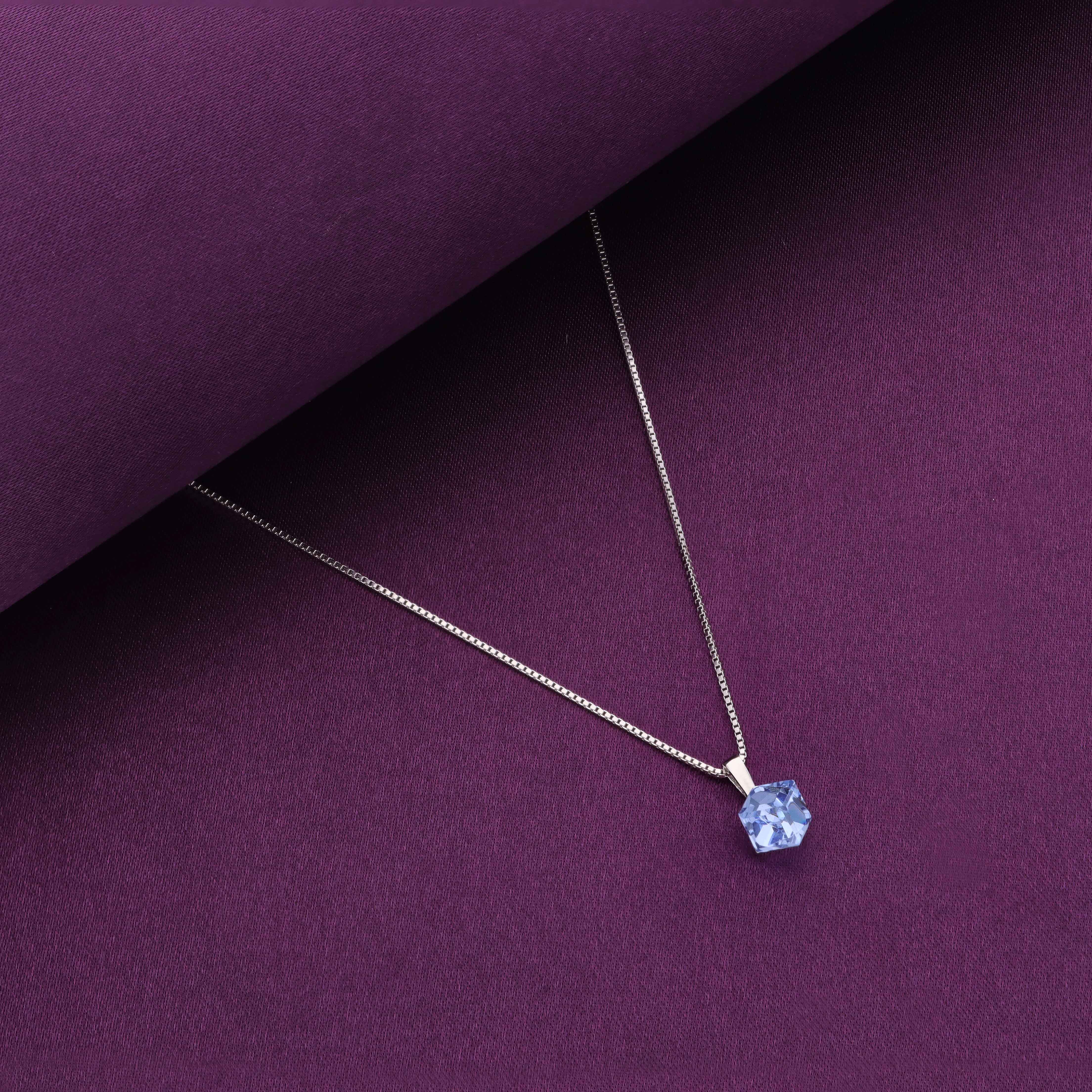 Shiny Blue Crystal Casual Silver Necklace - Image 3