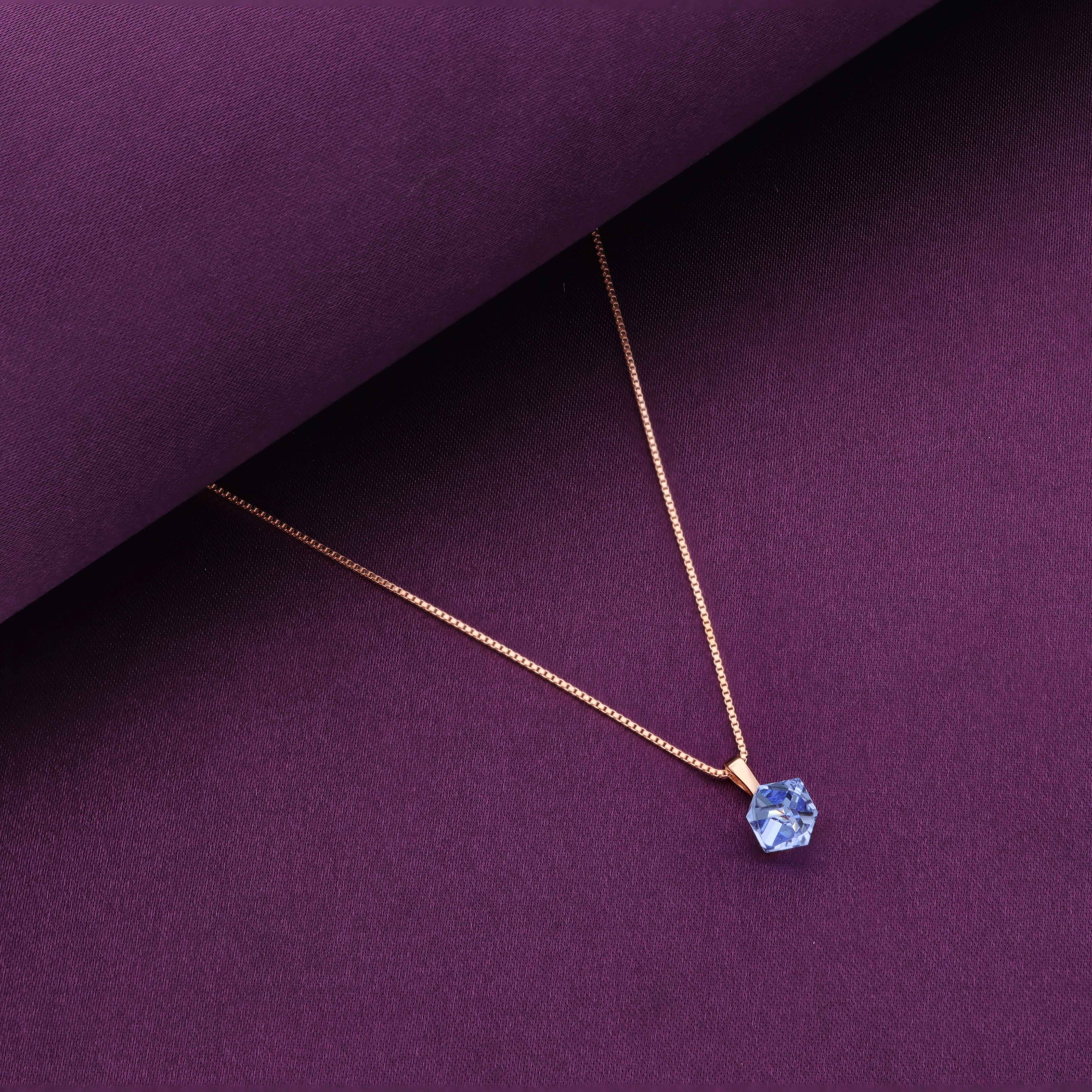 Shiny Blue Crystal Casual Silver Necklace - Image 4