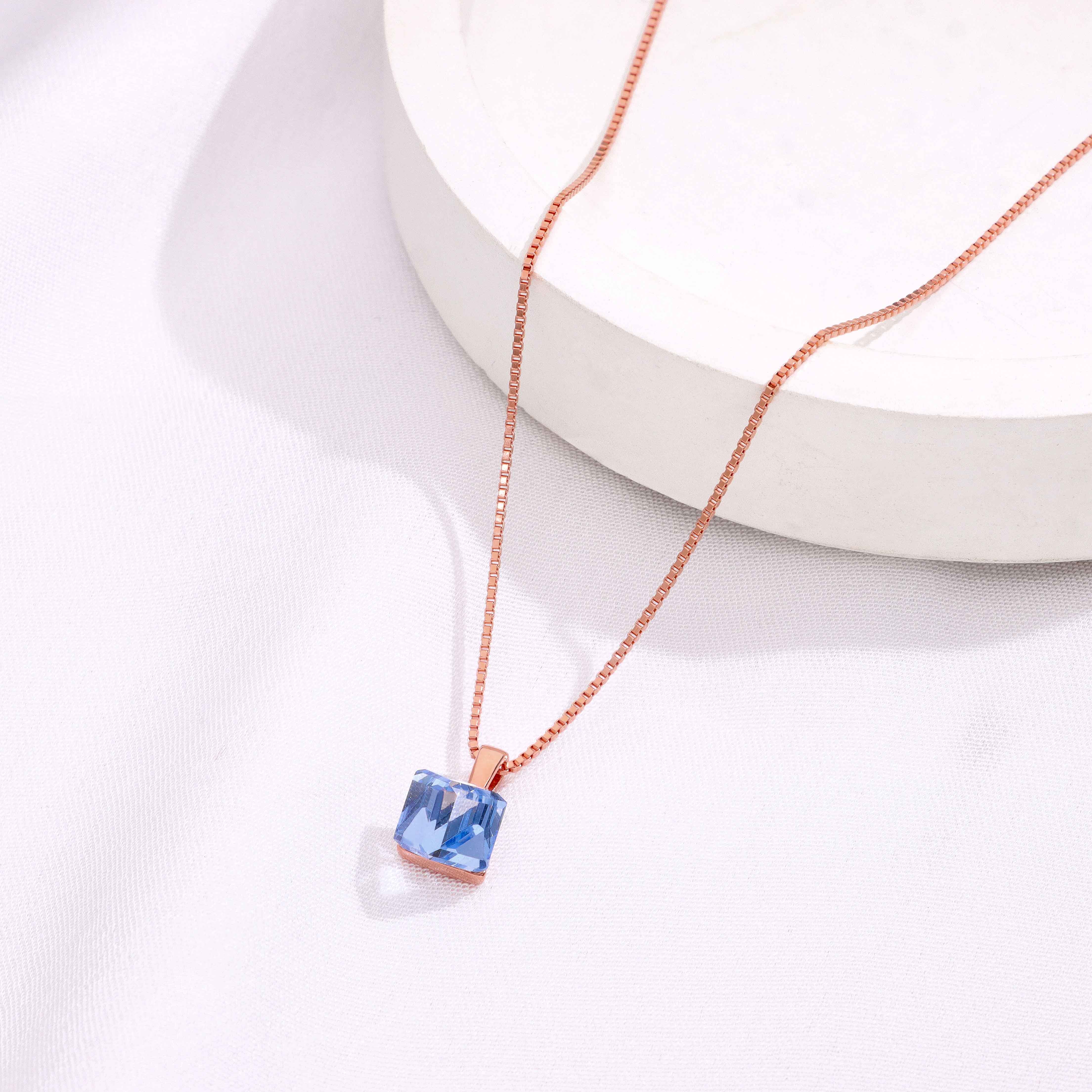 Shiny Blue Crystal Casual Silver Necklace - Image 7