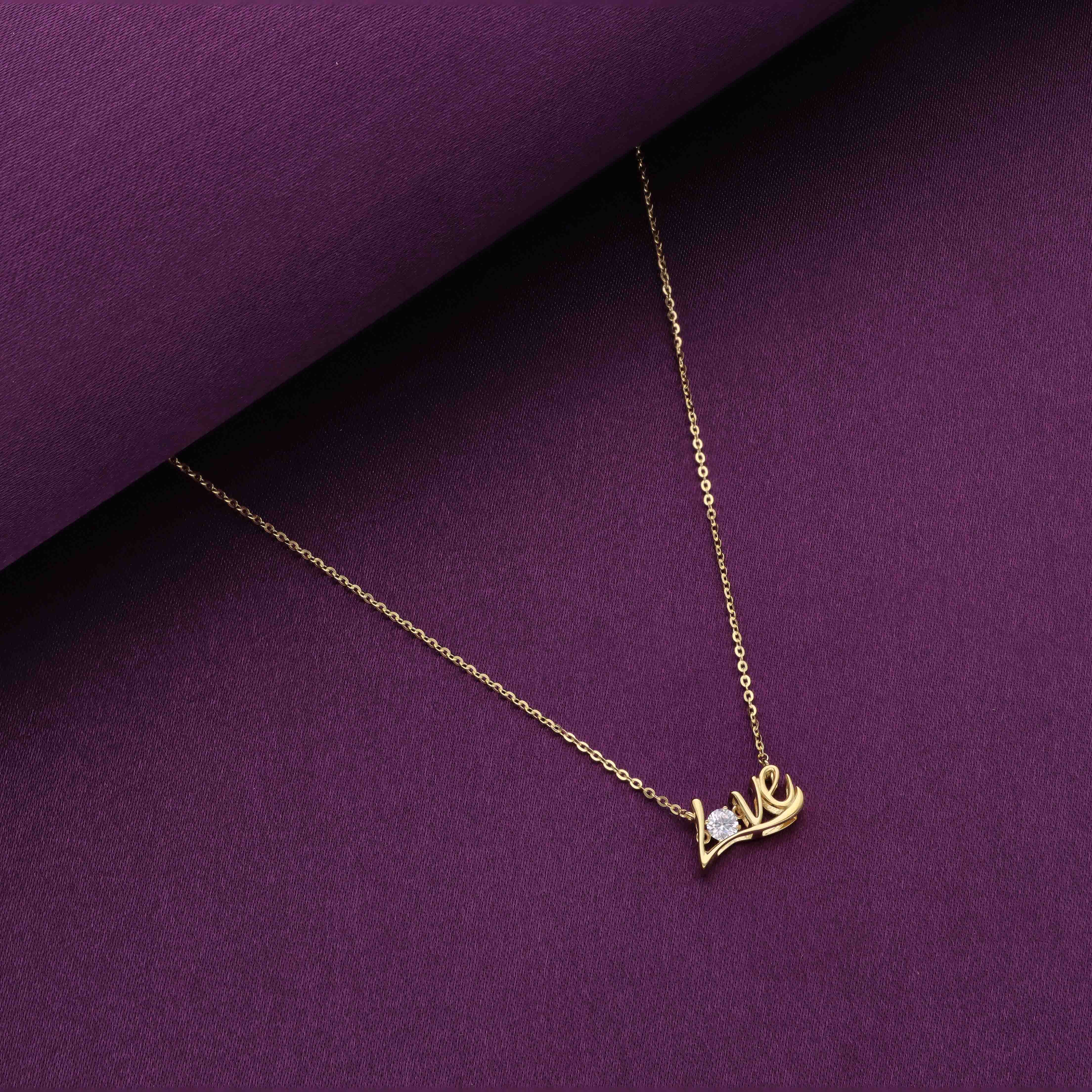 Zircon Studded Silver Love Necklace - Image 3