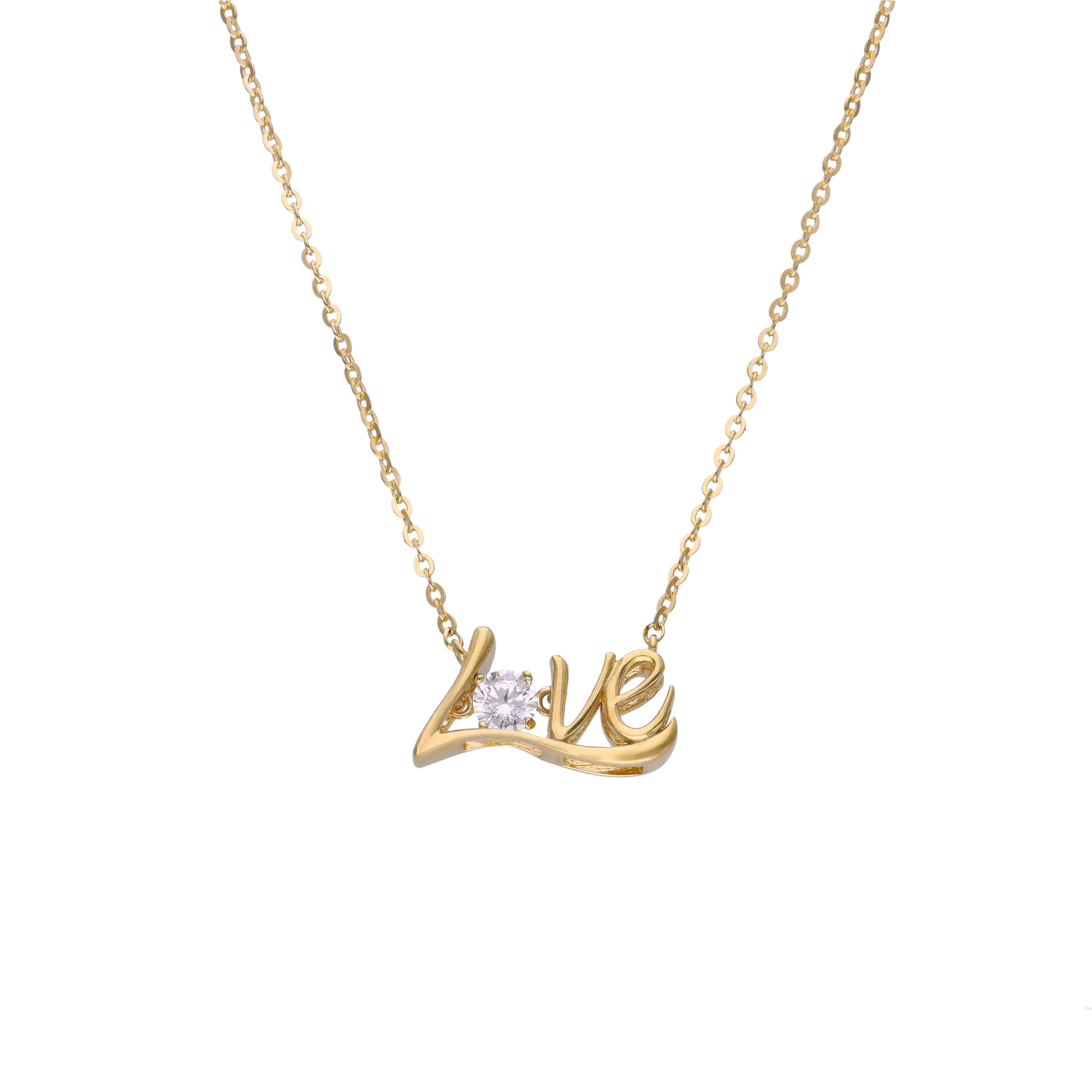 Zircon Studded Silver Love Necklace - Image 5