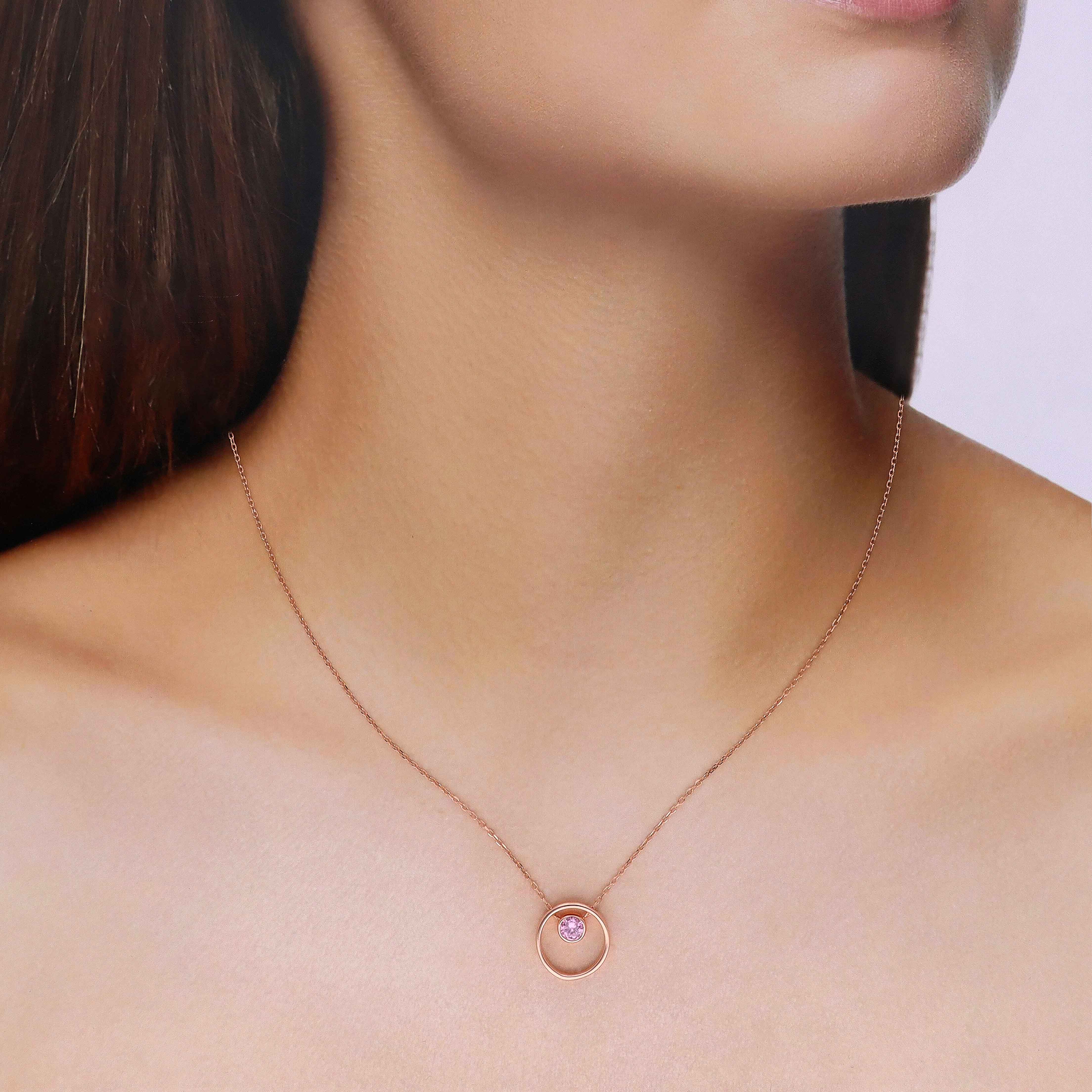 Sterling Silver Circular Zircon Necklace - Image 3