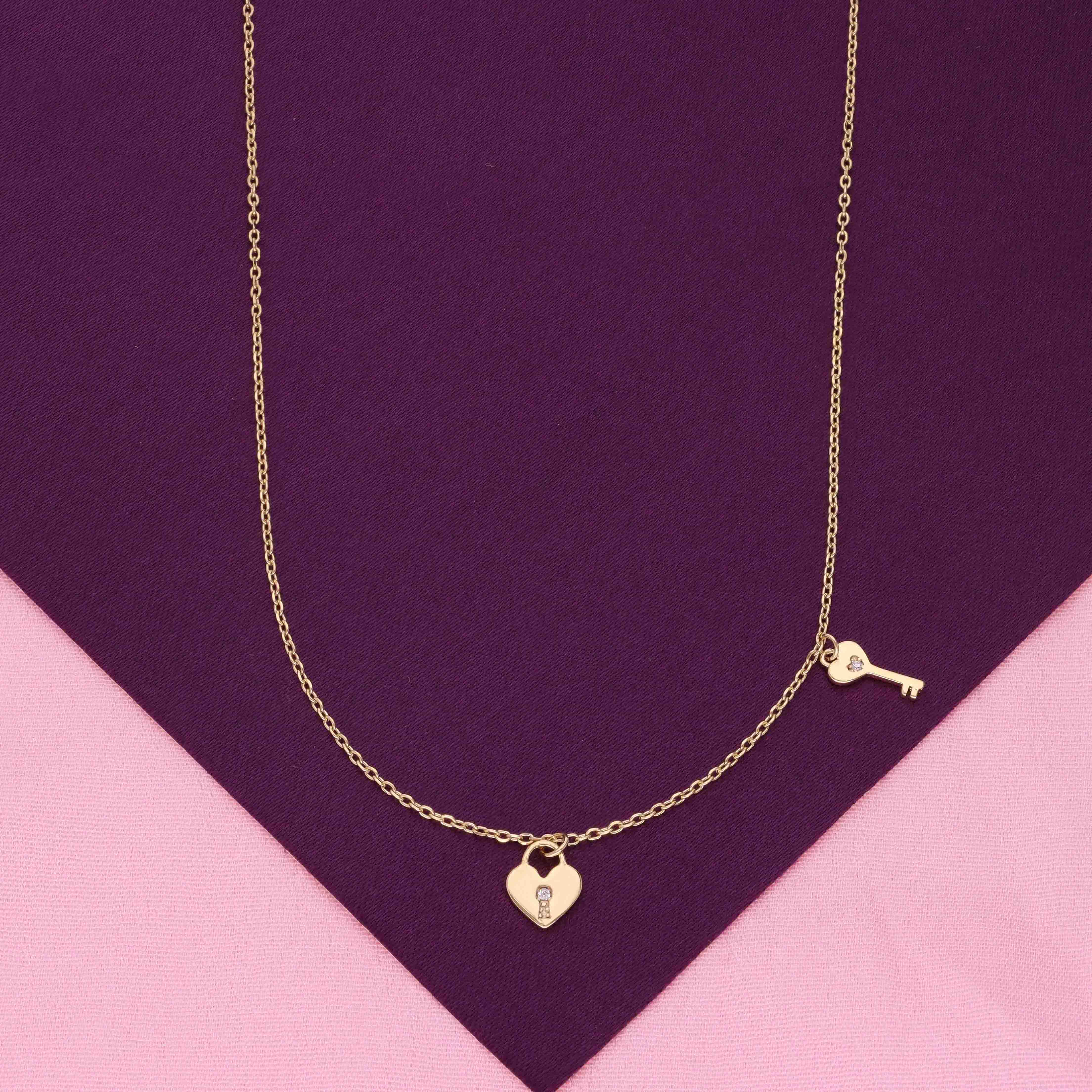 Sterling Silver Heart Lock & Key Necklace - Image 12