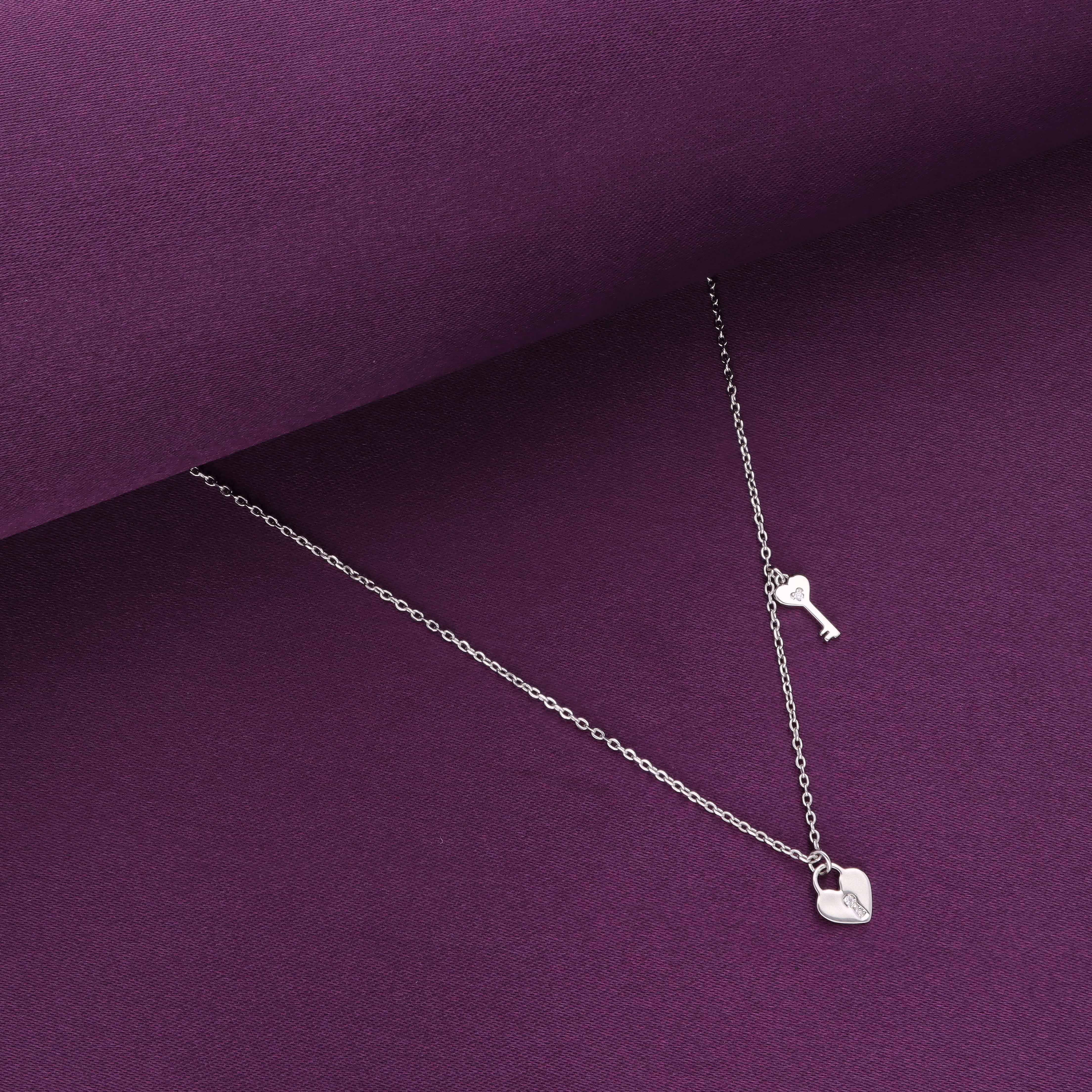 Sterling Silver Heart Lock & Key Necklace - Image 4