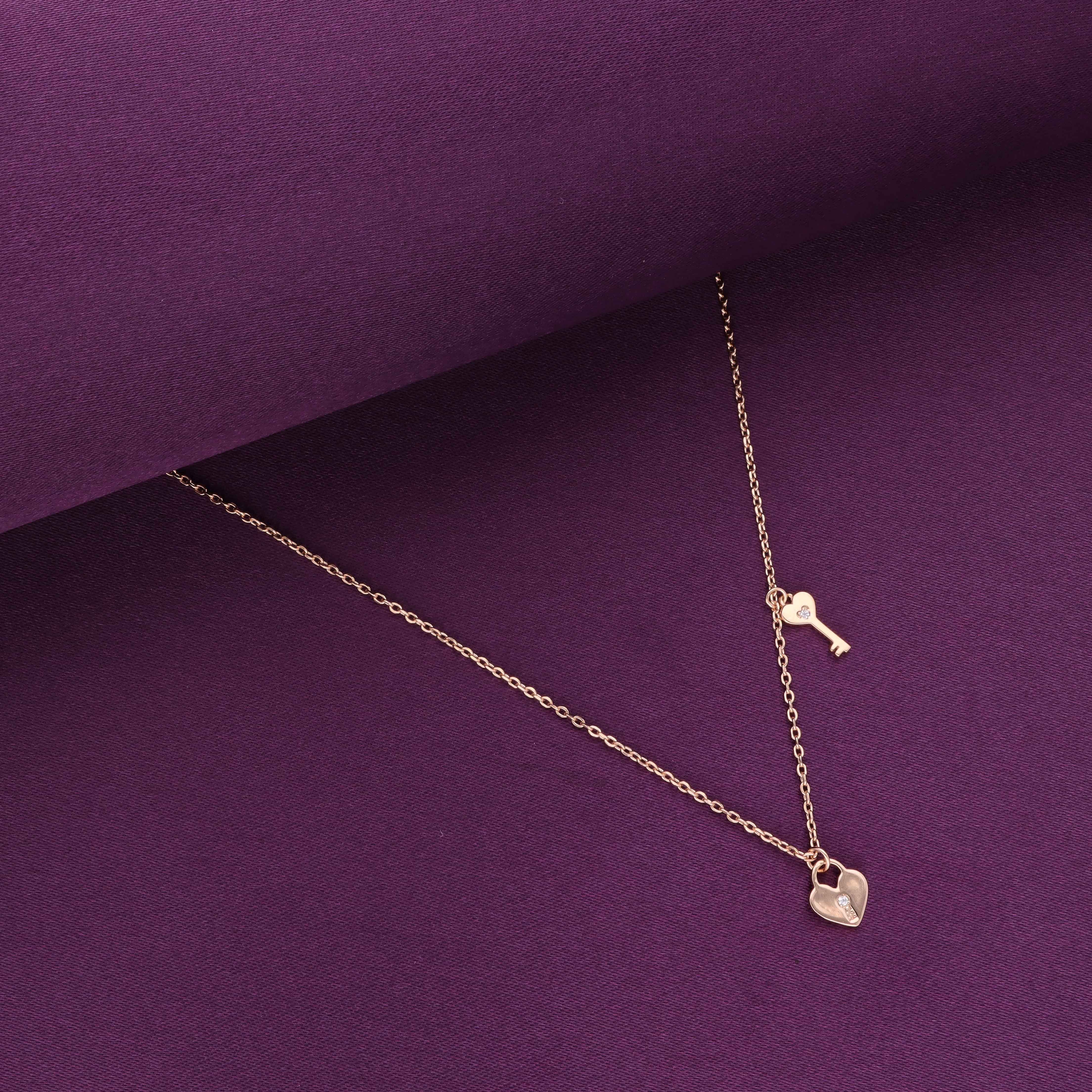 Sterling Silver Heart Lock & Key Necklace - Image 5