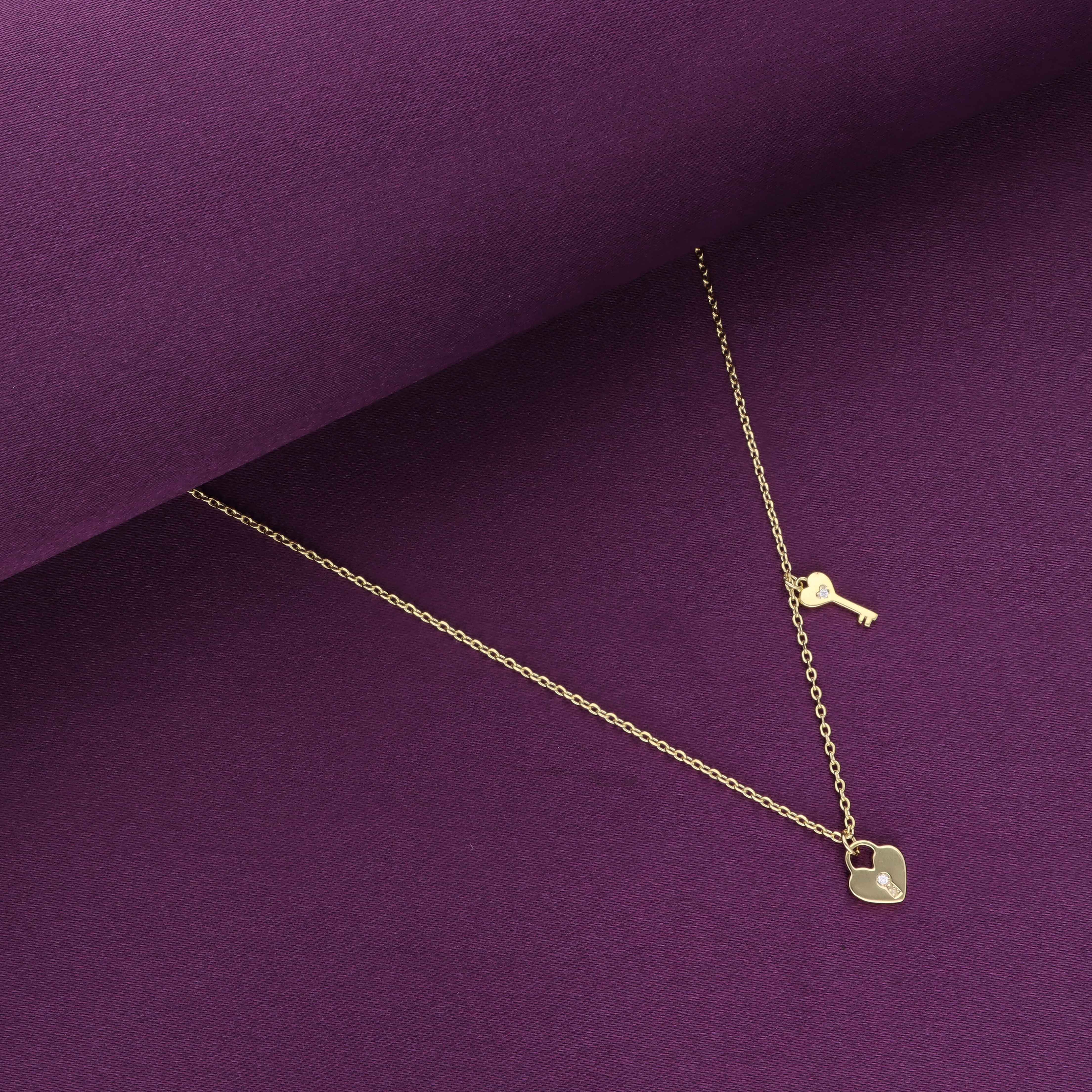 Sterling Silver Heart Lock & Key Necklace - Image 6