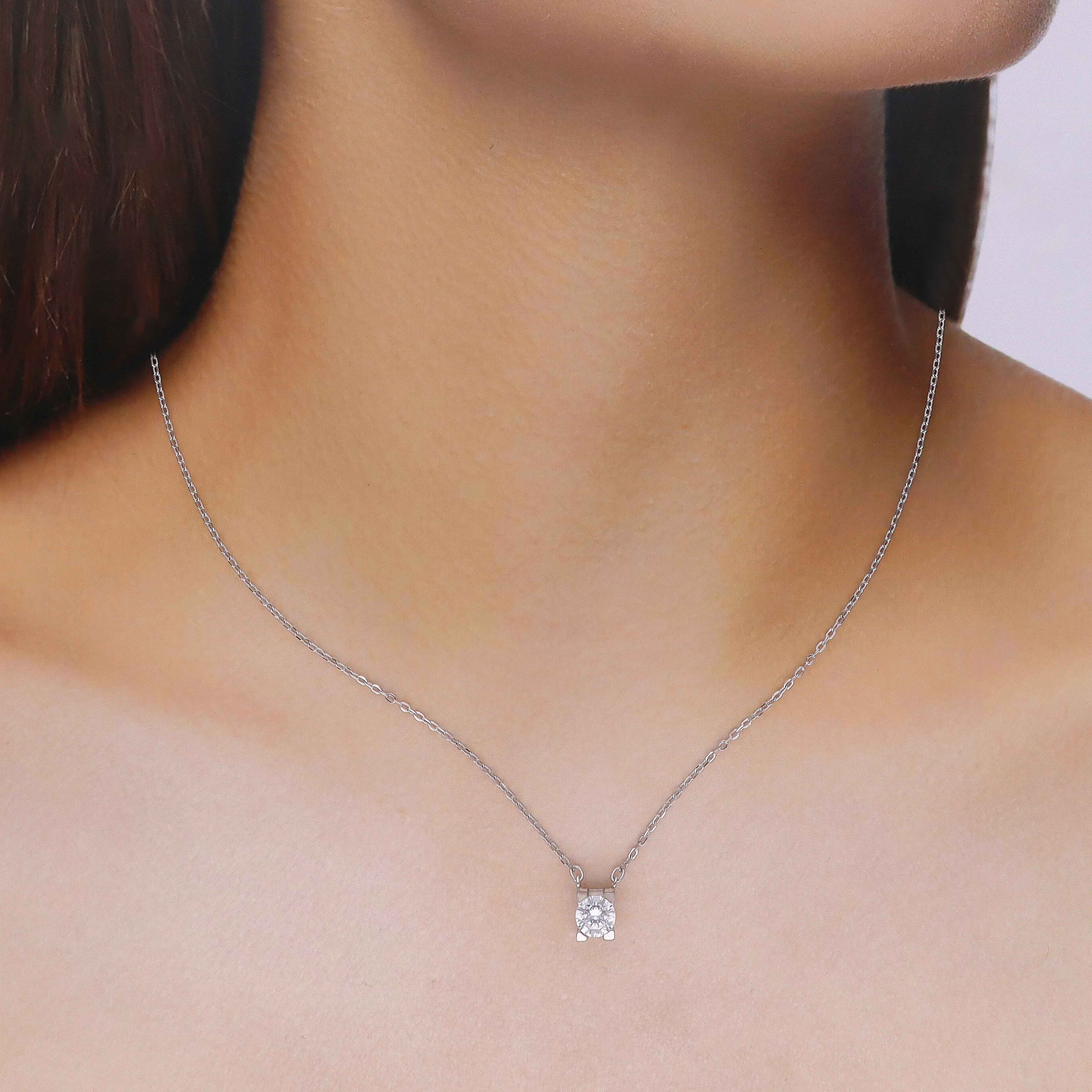 Sterling Silver Single Solitaire Necklace - Image 3