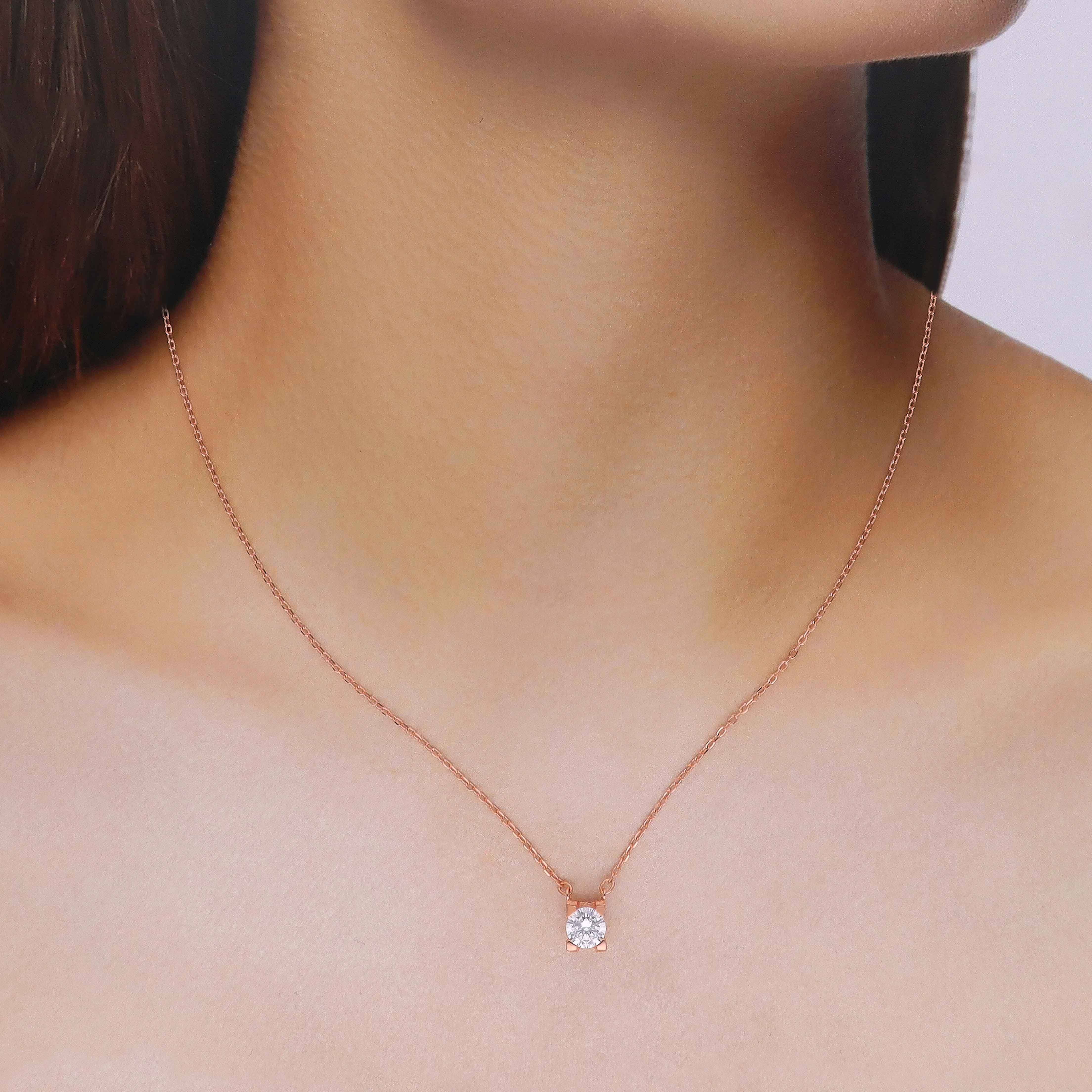 Sterling Silver Single Solitaire Necklace - Image 4