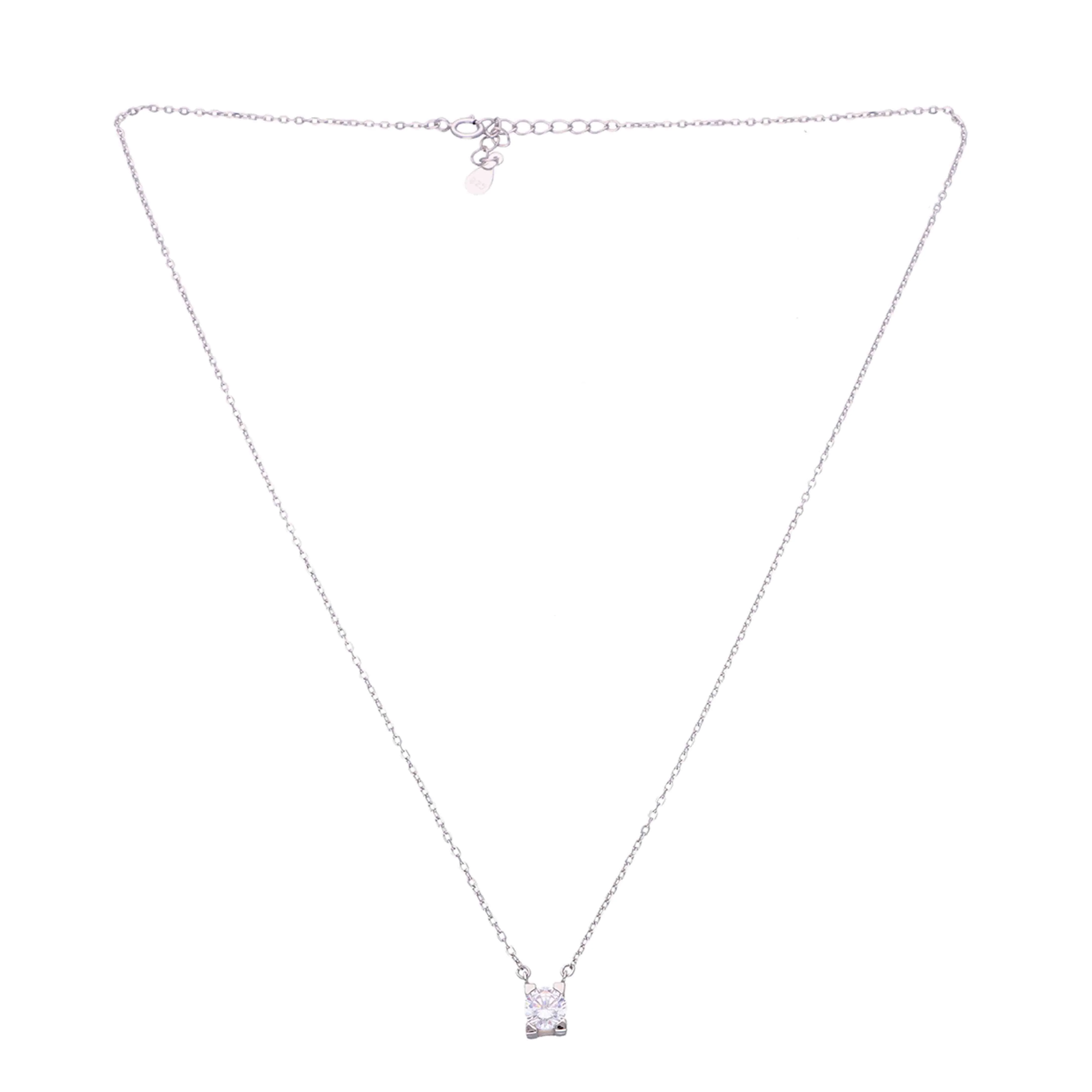 Sterling Silver Single Solitaire Necklace - Image 5