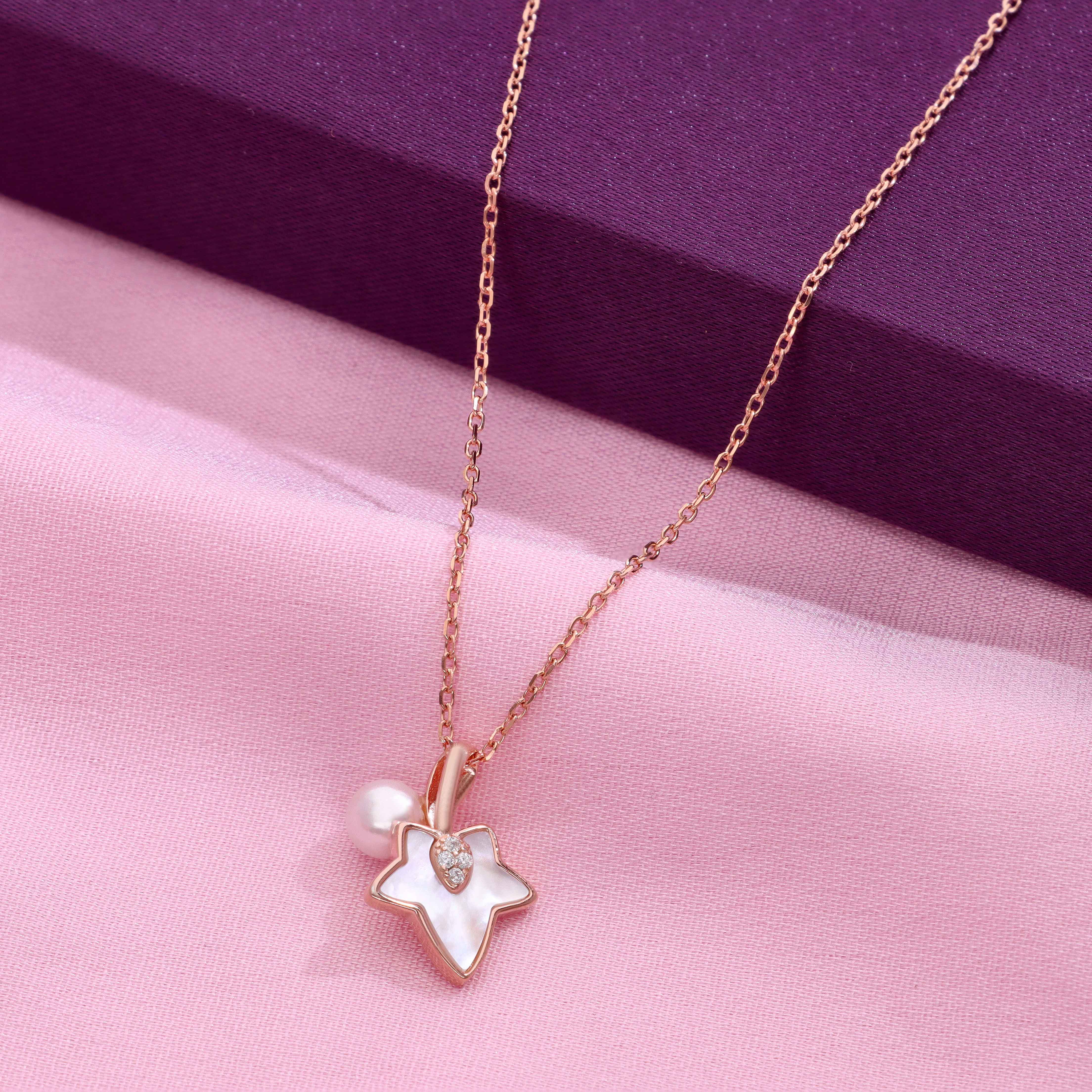 Sterling Silver Maple Leaf & Pearl Drop Necklace - Image 2