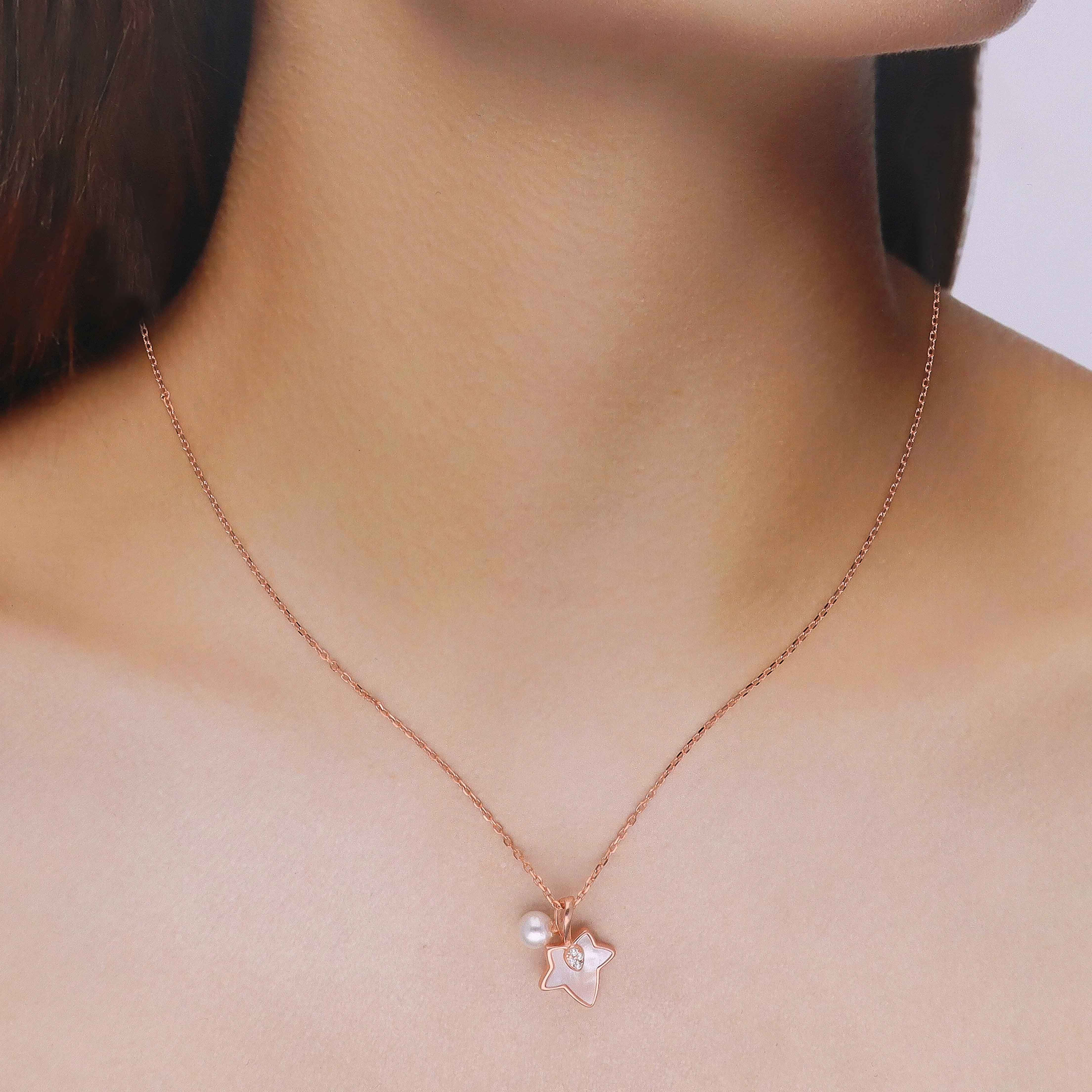 Sterling Silver Maple Leaf & Pearl Drop Necklace - Image 6