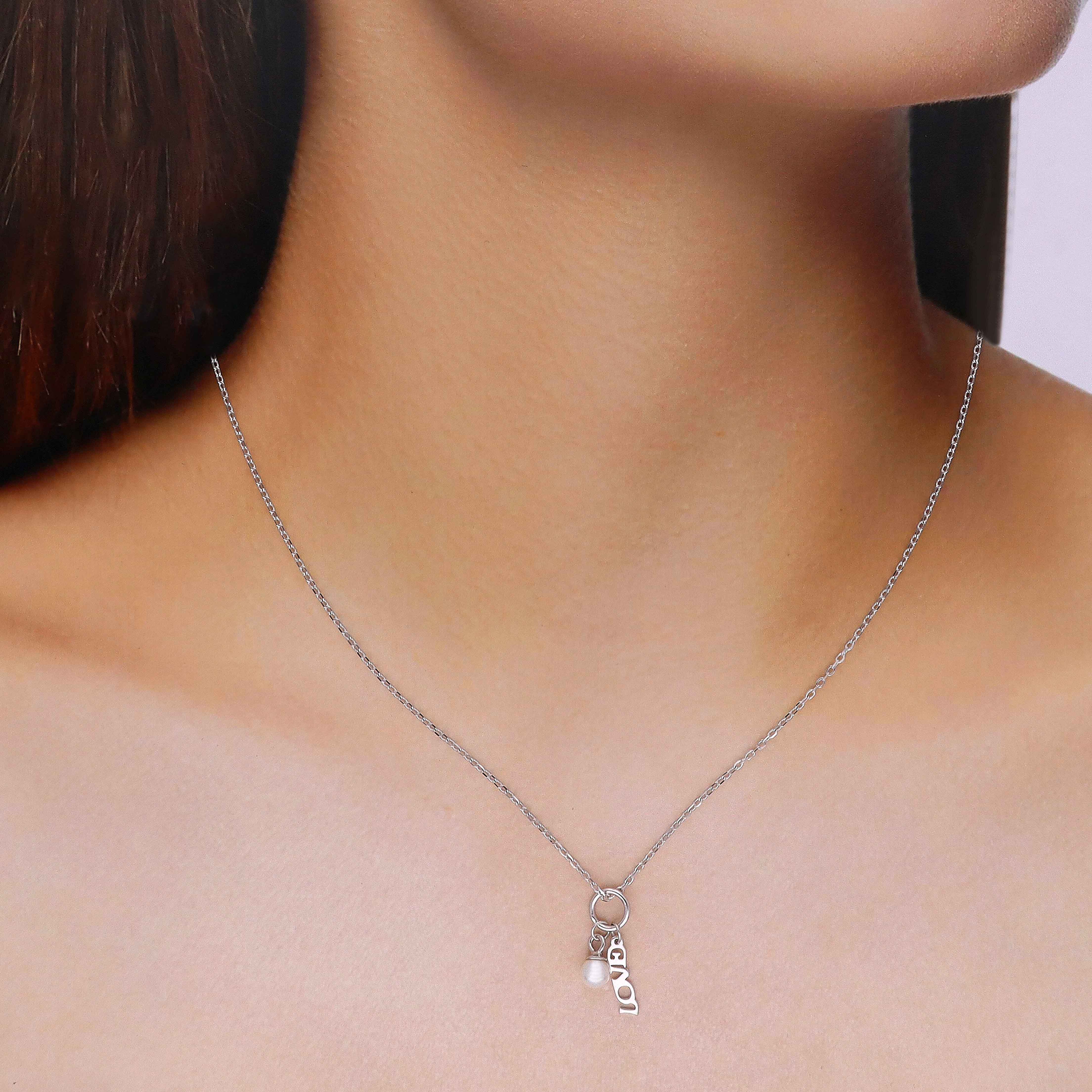 Sterling Silver Love Charm Necklace - Image 3