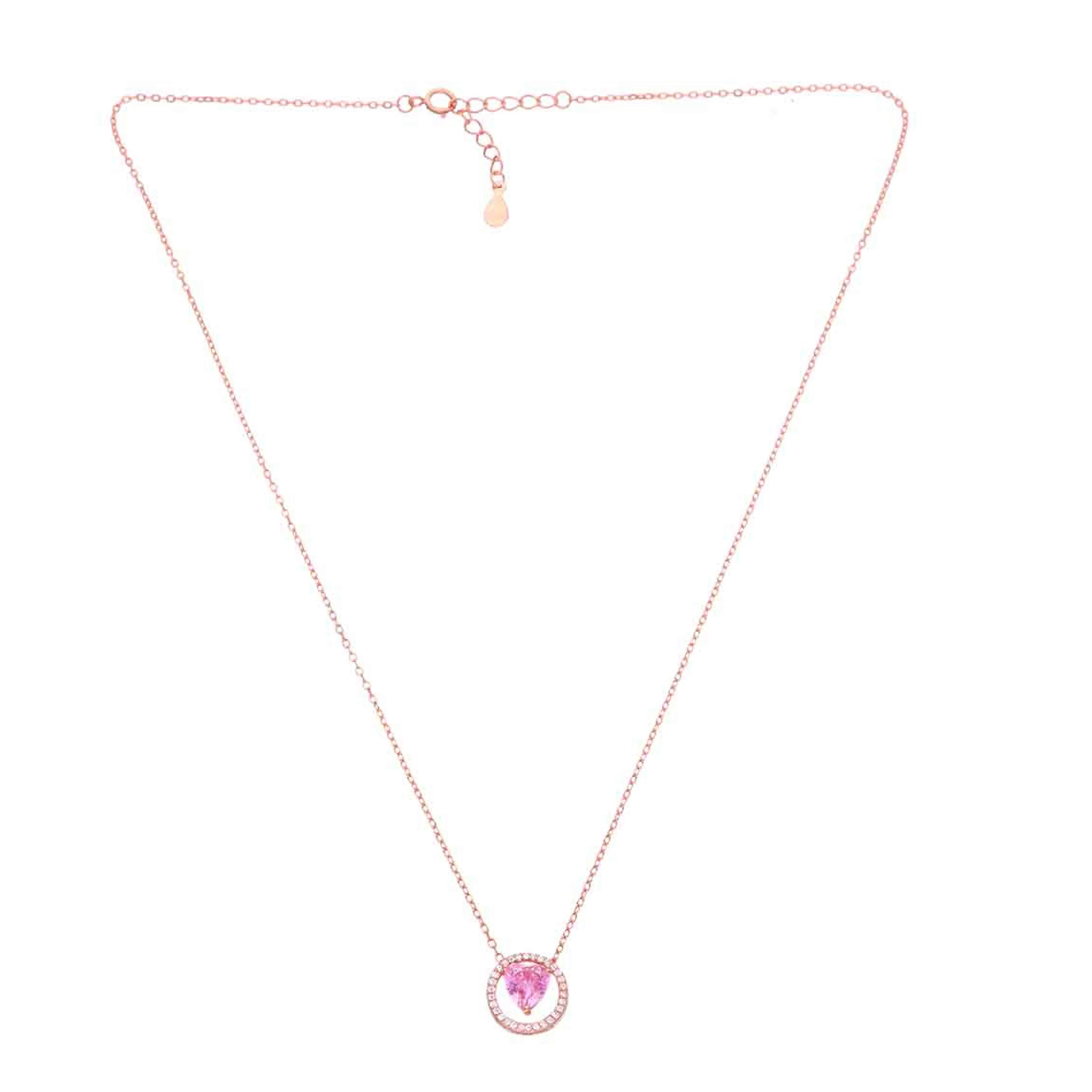 Sterling Silver Pink Zircon Heart Necklace - Image 5