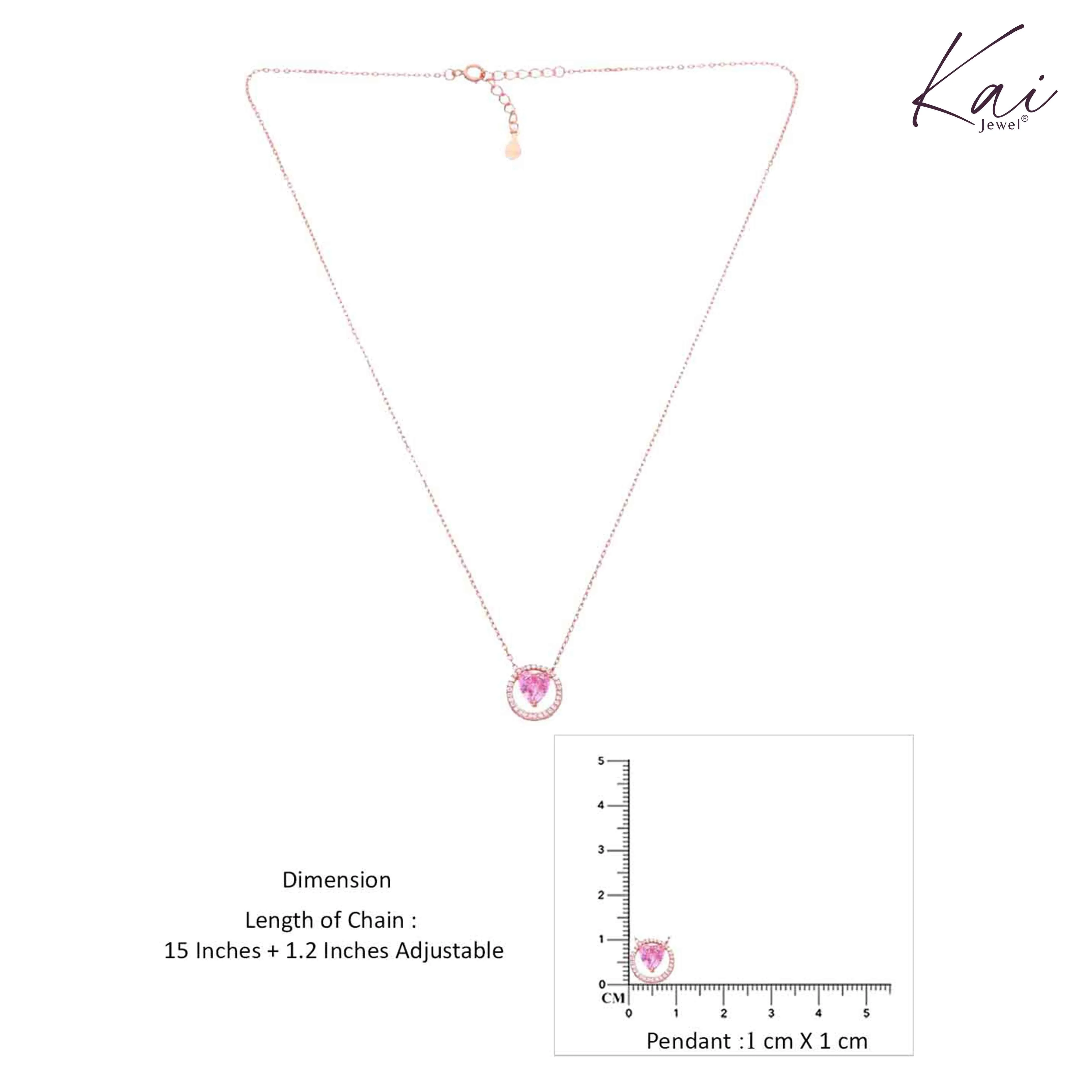 Sterling Silver Pink Zircon Heart Necklace - Image 6