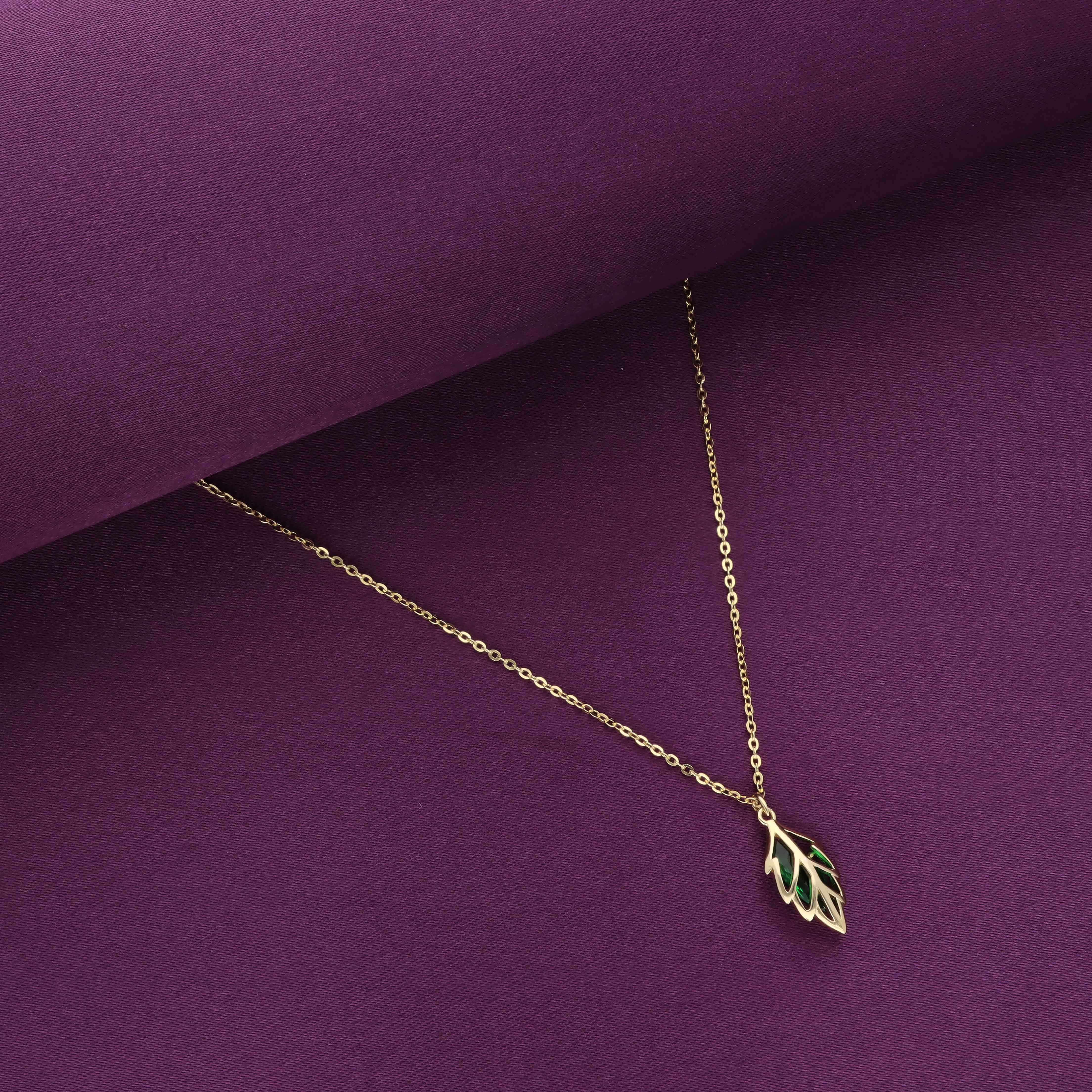 GREEN STYLISH LEAF SILVER CASUAL NECKLACE - Image 3