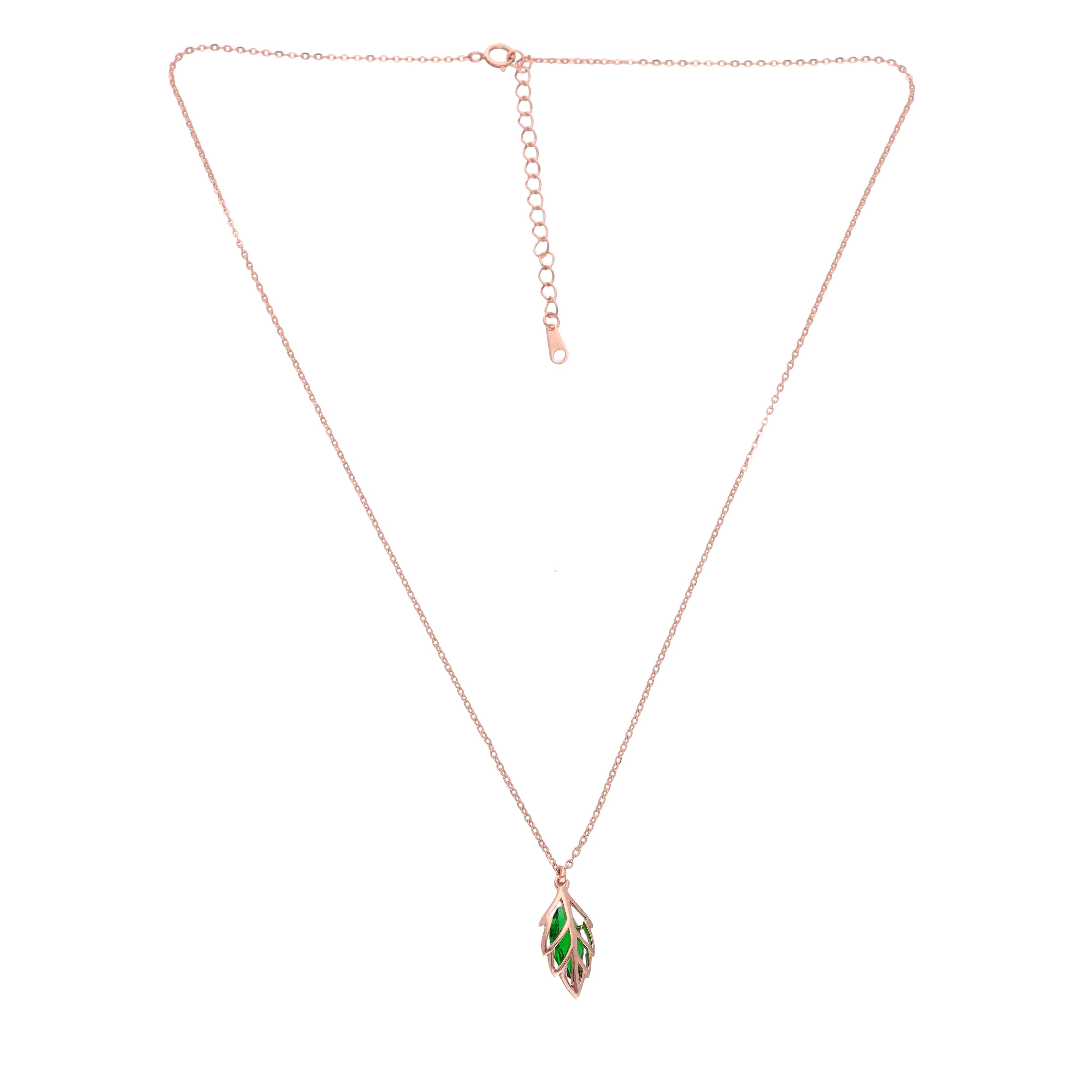 GREEN STYLISH LEAF SILVER CASUAL NECKLACE - Image 8