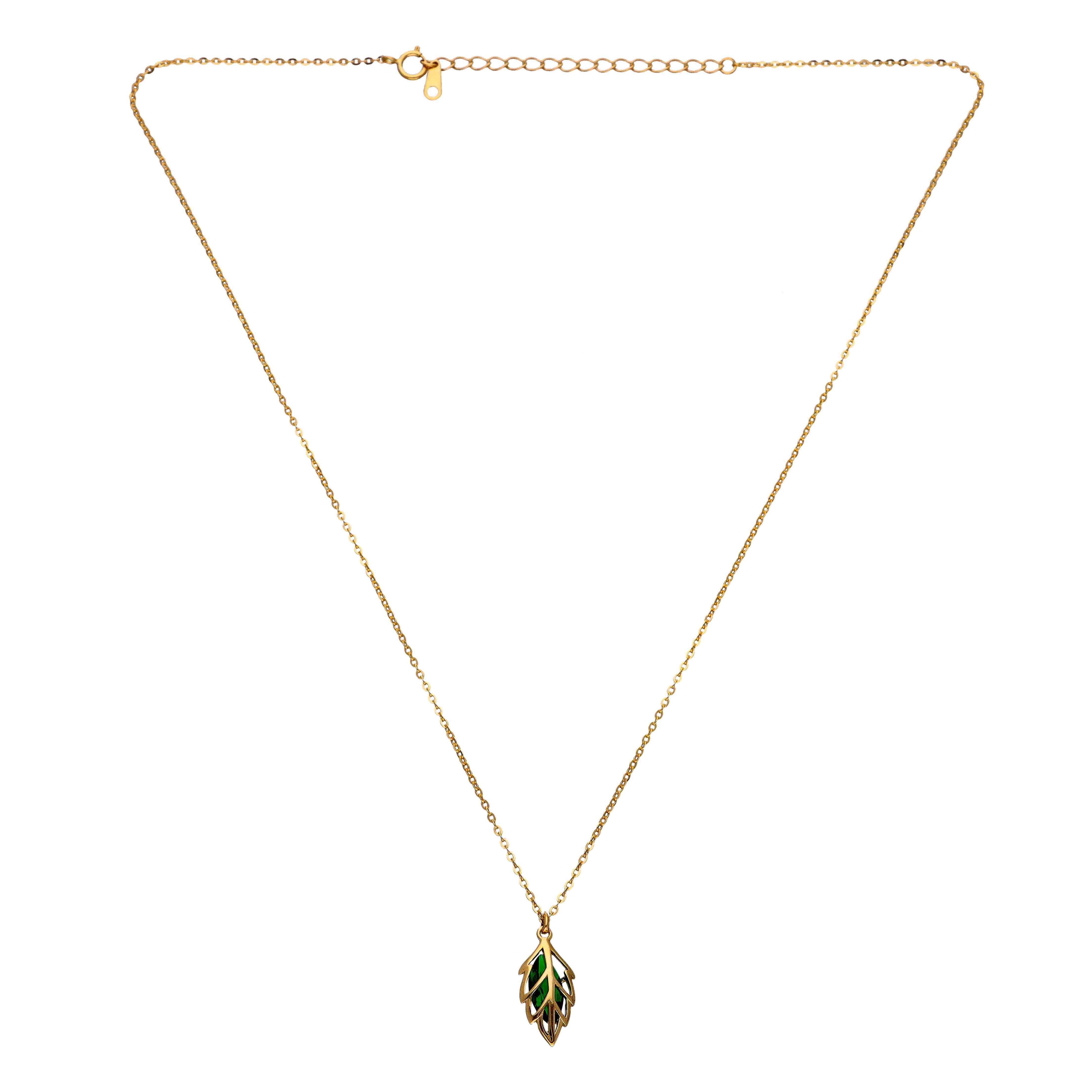 GREEN STYLISH LEAF SILVER CASUAL NECKLACE - Image 9