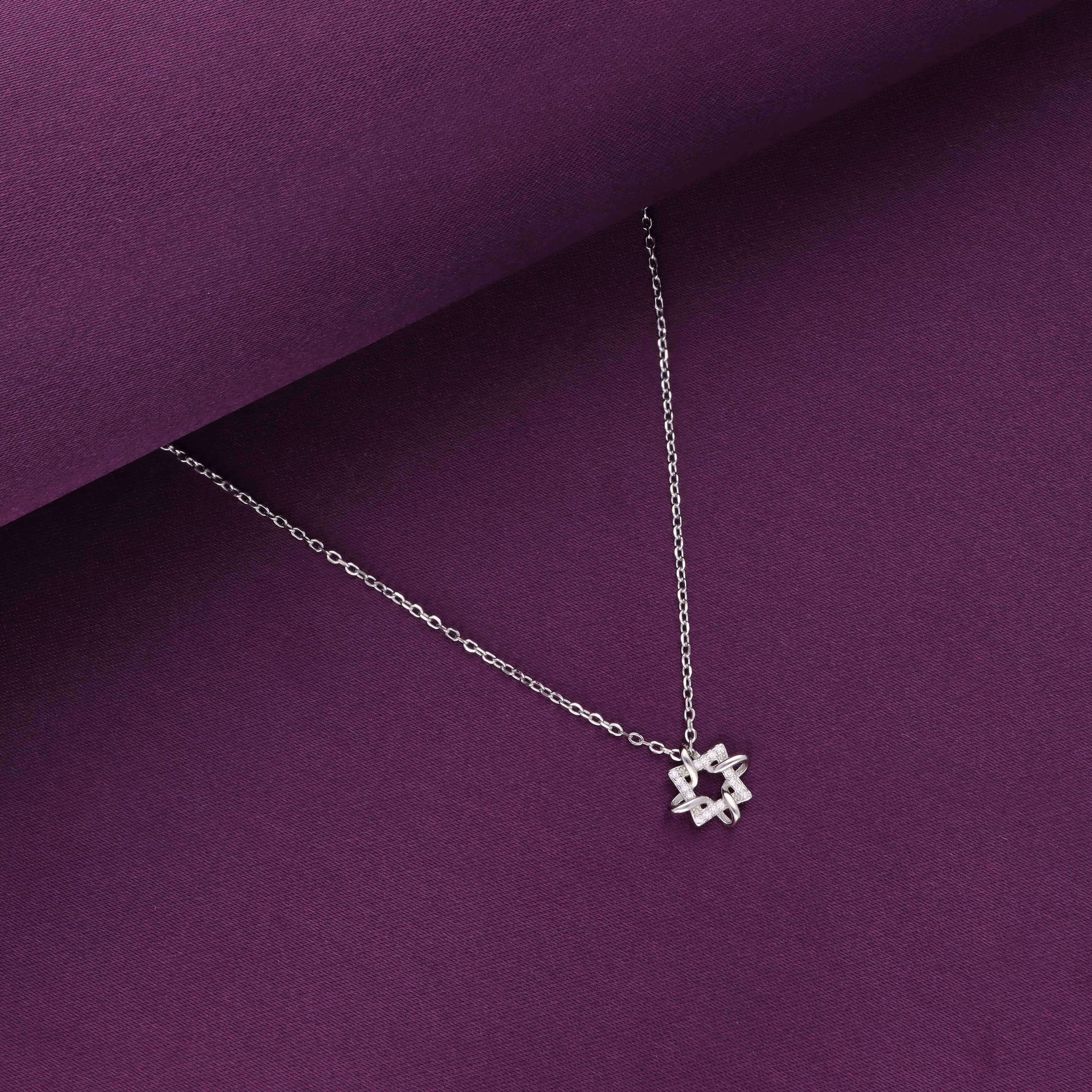 Sterling Silver Elegant Square Necklace - Image 3