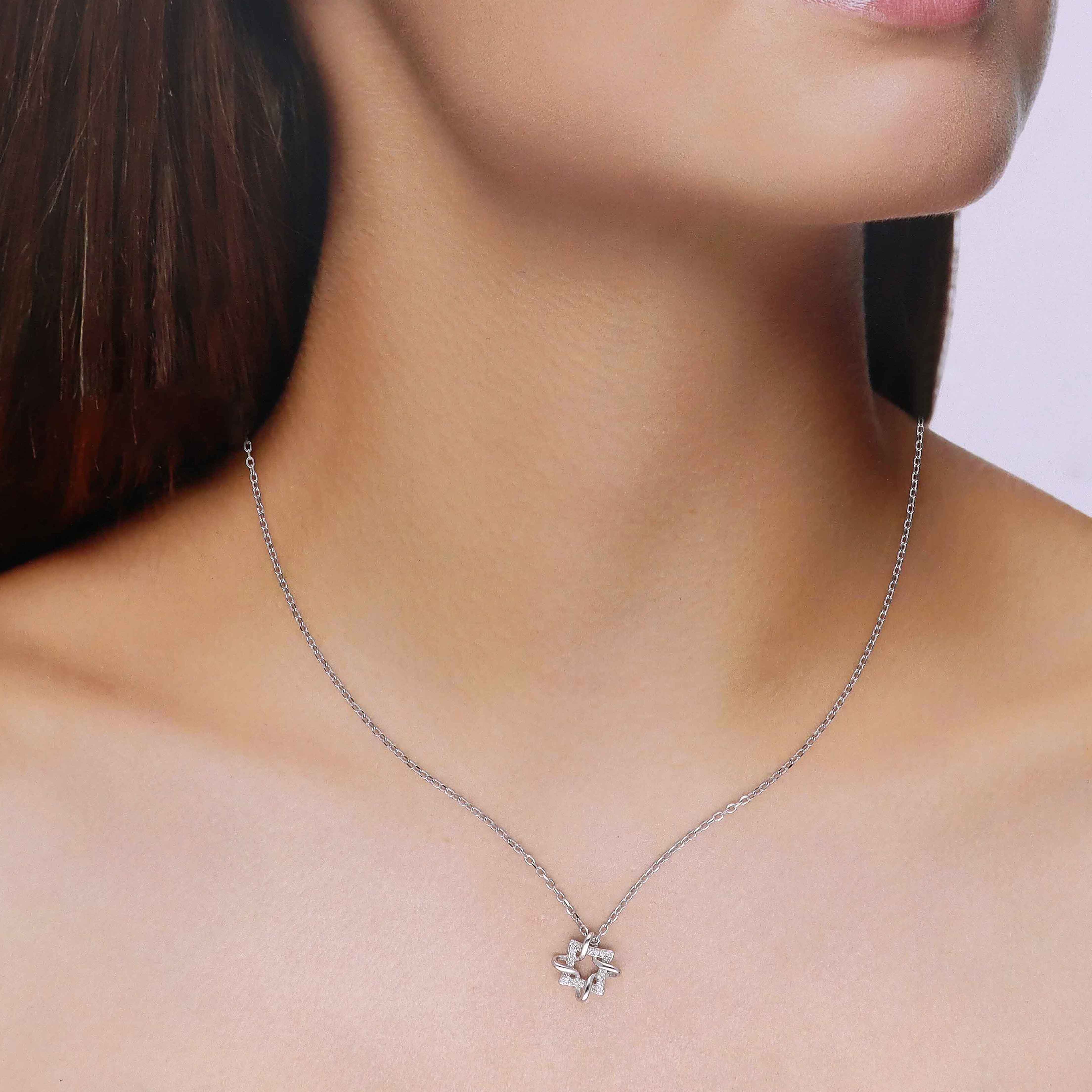 Sterling Silver Elegant Square Necklace - Image 5