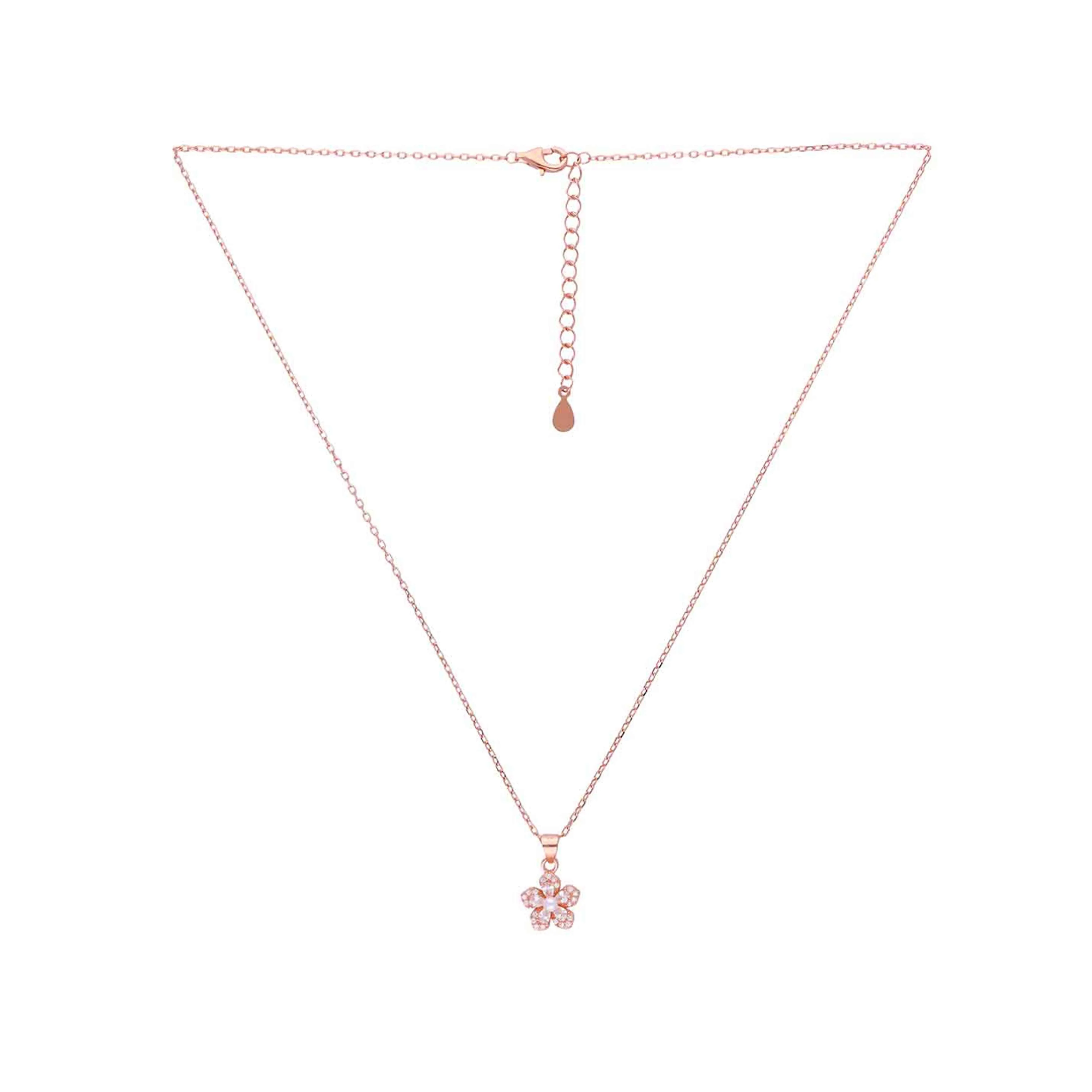 Sterling Silver Zircon Floral Necklace - Image 7