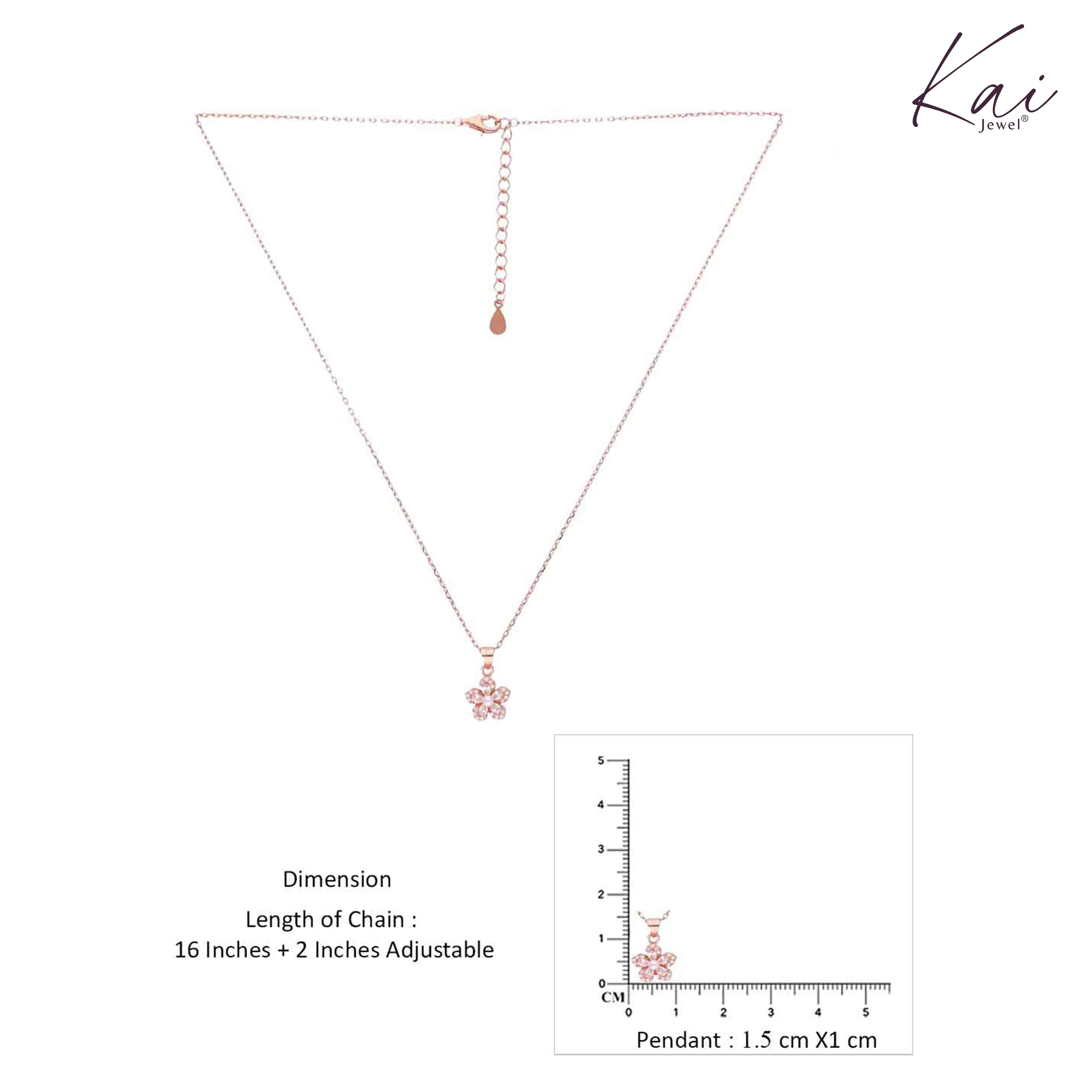 Sterling Silver Zircon Floral Necklace - Image 8