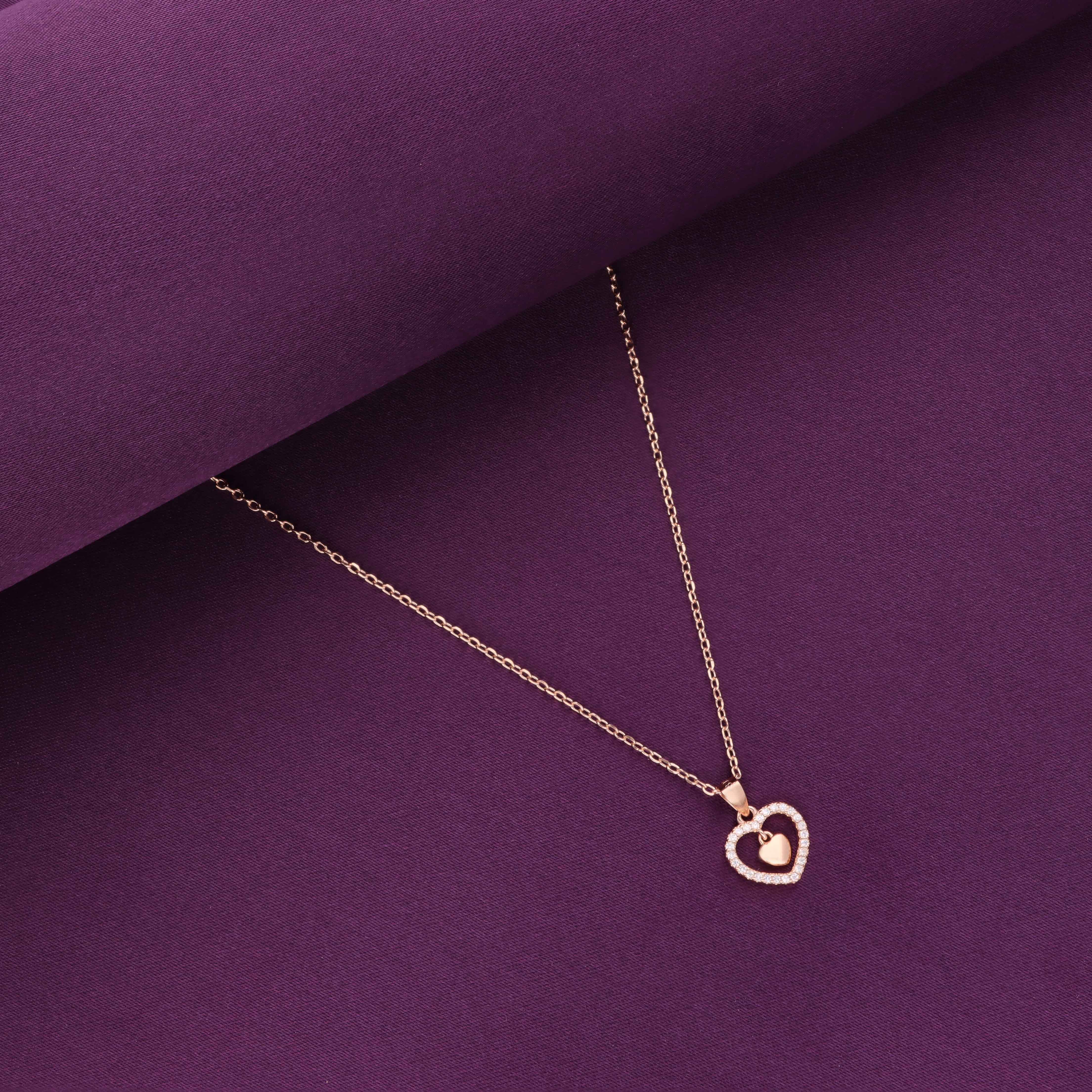 Sterling Silver Zircon Studded Heart Necklace - Image 4
