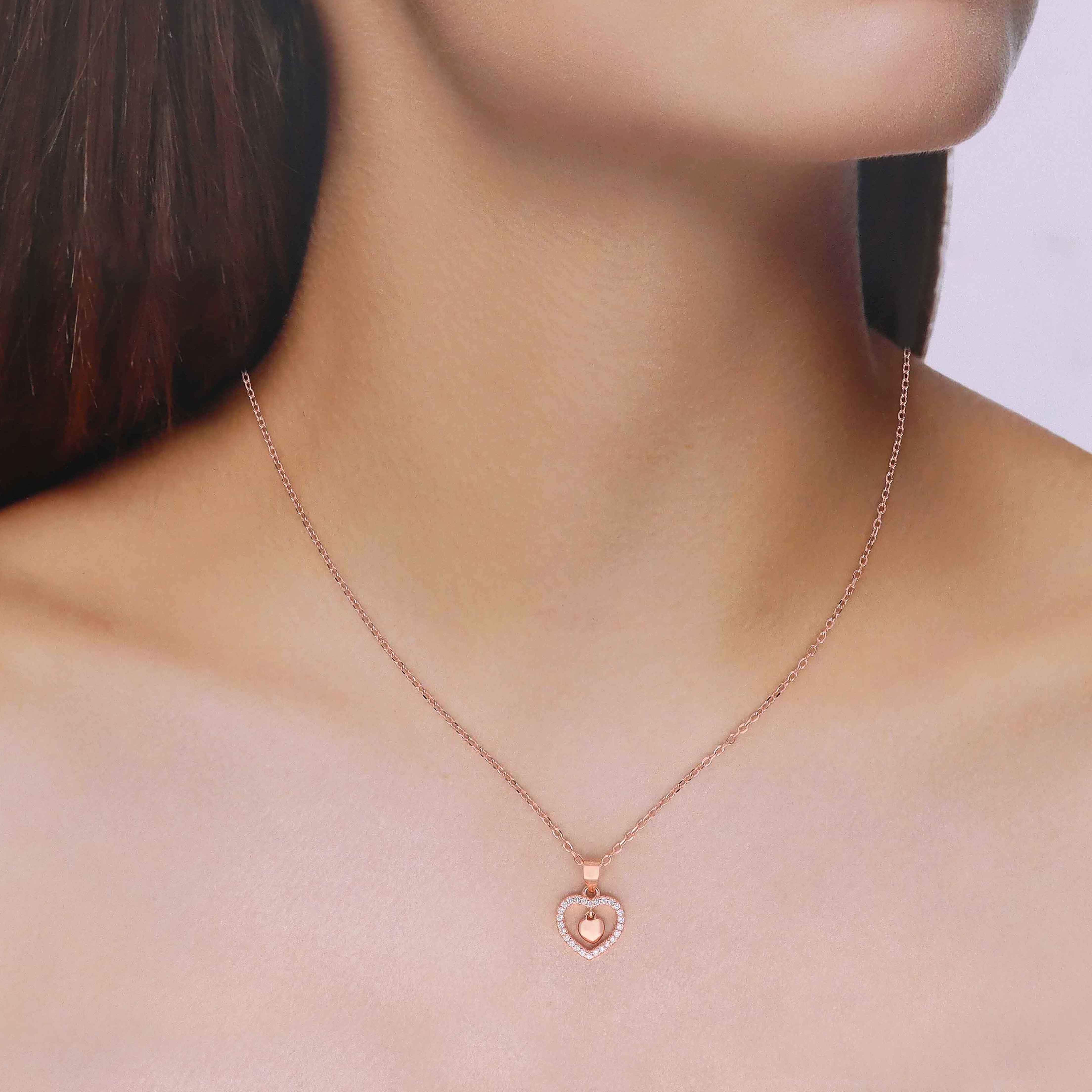 Sterling Silver Zircon Studded Heart Necklace - Image 6