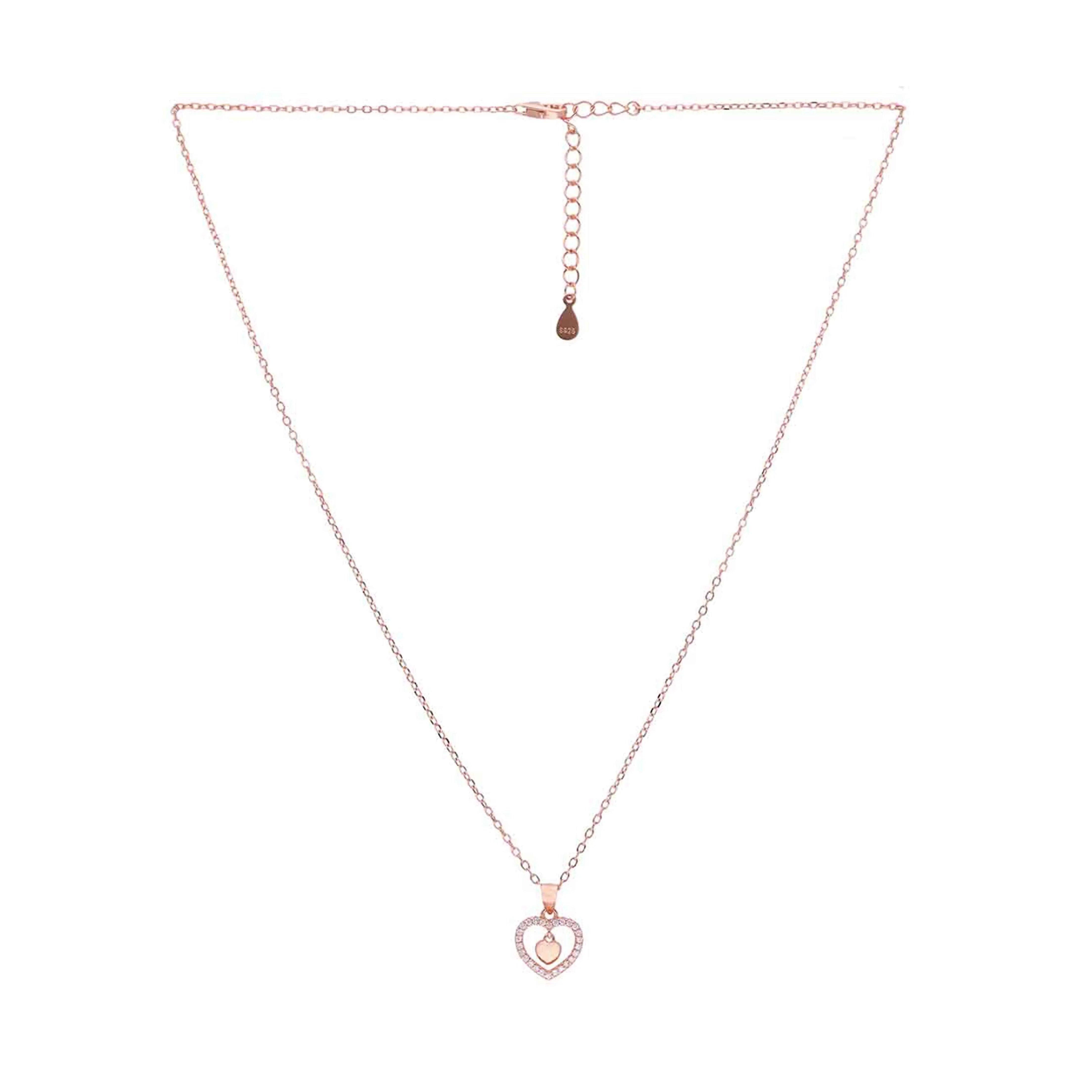 Sterling Silver Zircon Studded Heart Necklace - Image 7
