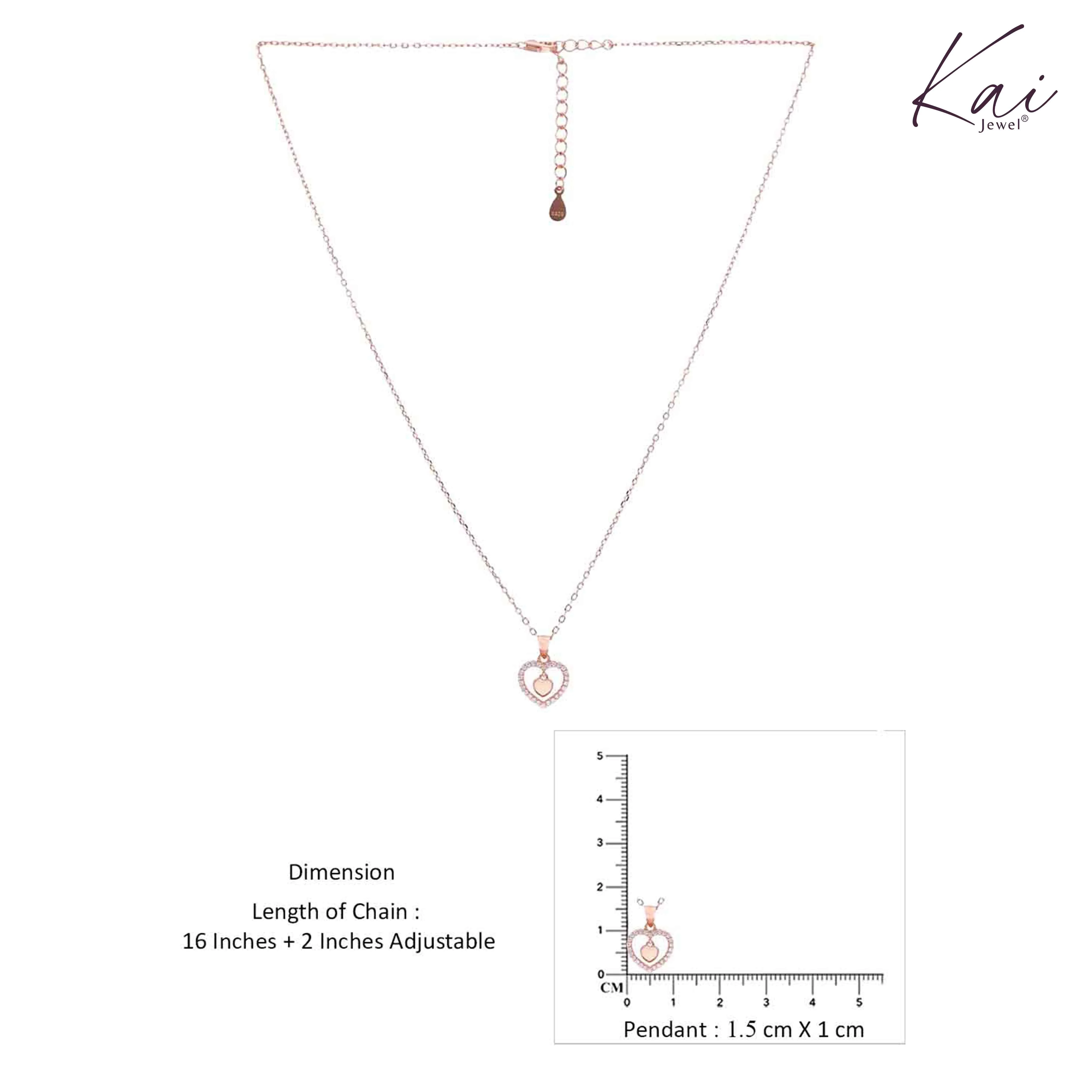 Sterling Silver Zircon Studded Heart Necklace - Image 8