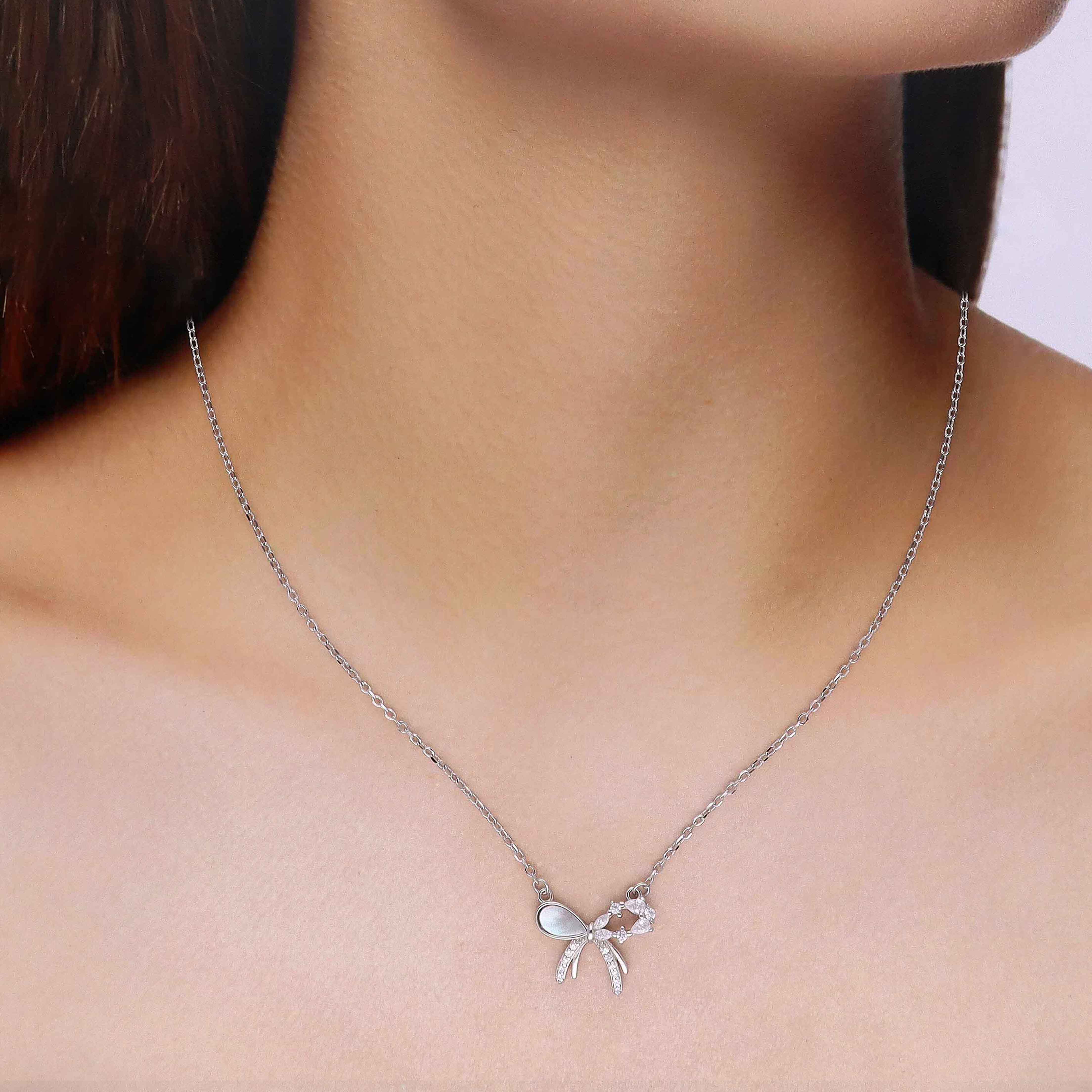 Sterling Silver Chic Bow Necklace - Image 3